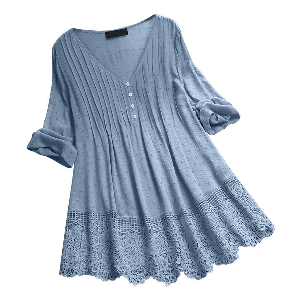 Vintage Lace V-Neck Blouse - Women's Summer Tops for Casual & Party Wear
