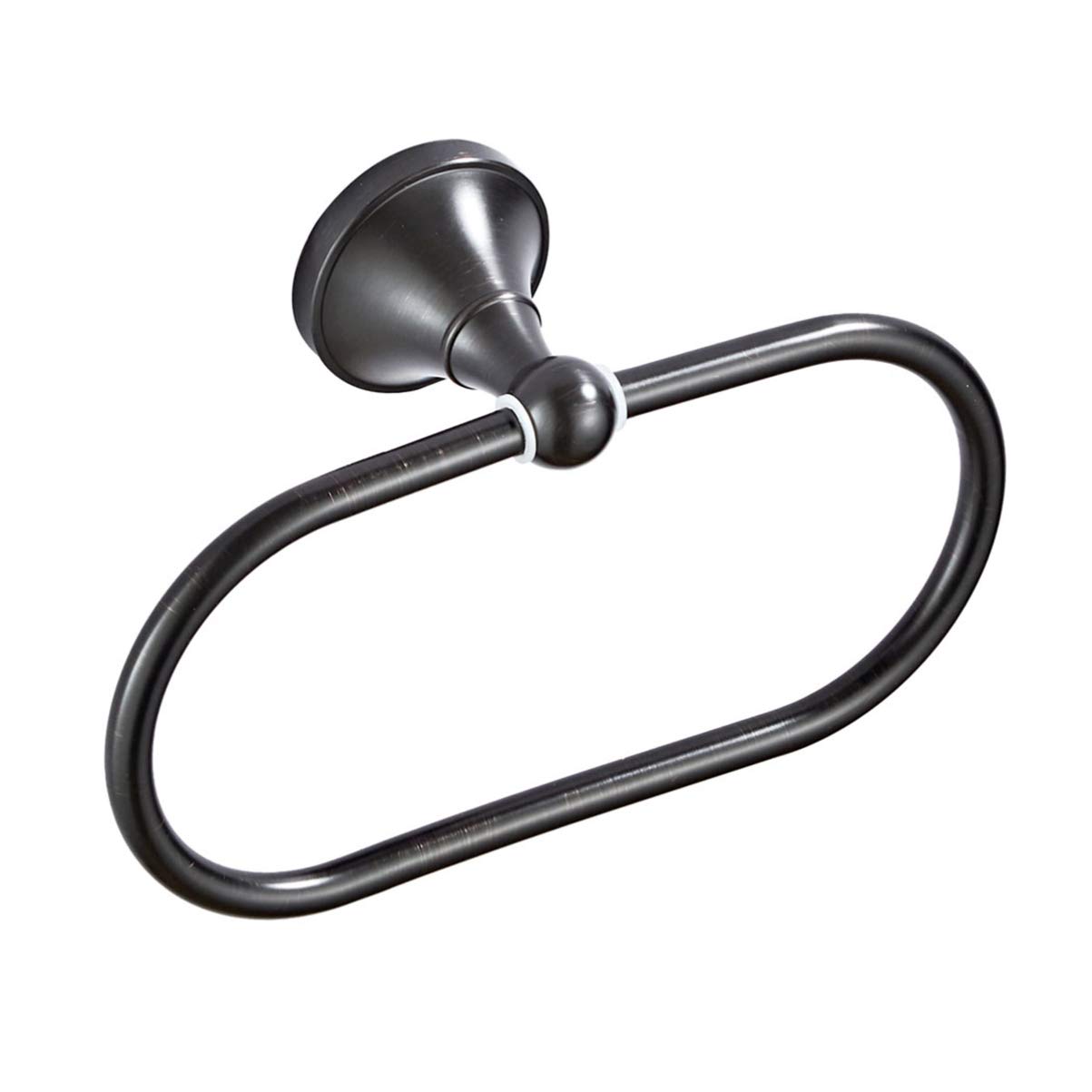 VOSAREA Modern Oval Copper Towel Ring - Wall Mounted Chrome Towel Hanger for Bathroom, Toilet & Kitchen - Durable Black Towel Holder for Hand & Dish Towels (Perfect for Home, Hotel & Spa Decor)