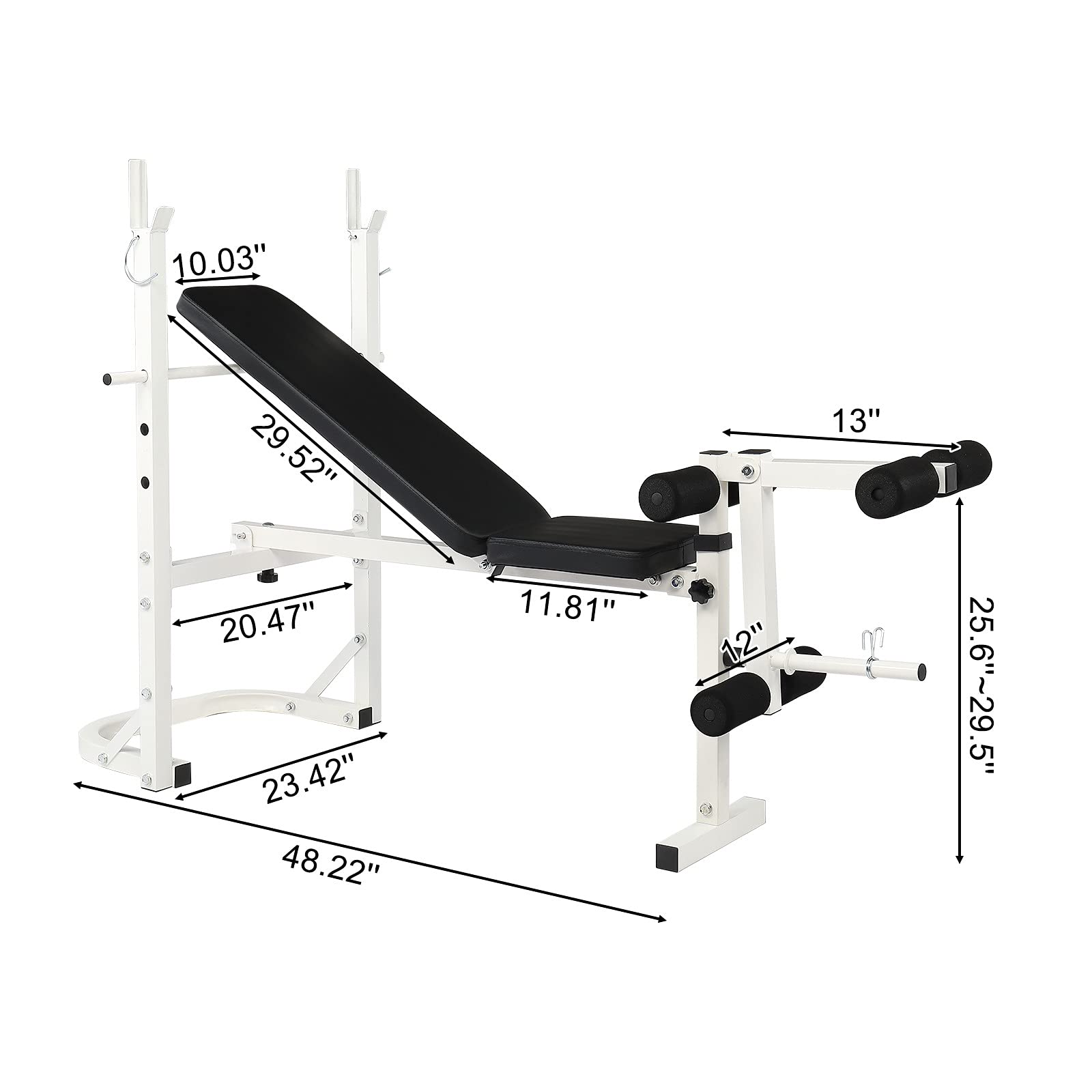 NC Iron Adjustable Weight Bench White - Multifunctional Home Gym Equipment for Strength Training, Olympic Weightlifting & Fitness - Perfect for Home, Office & Gym Workouts