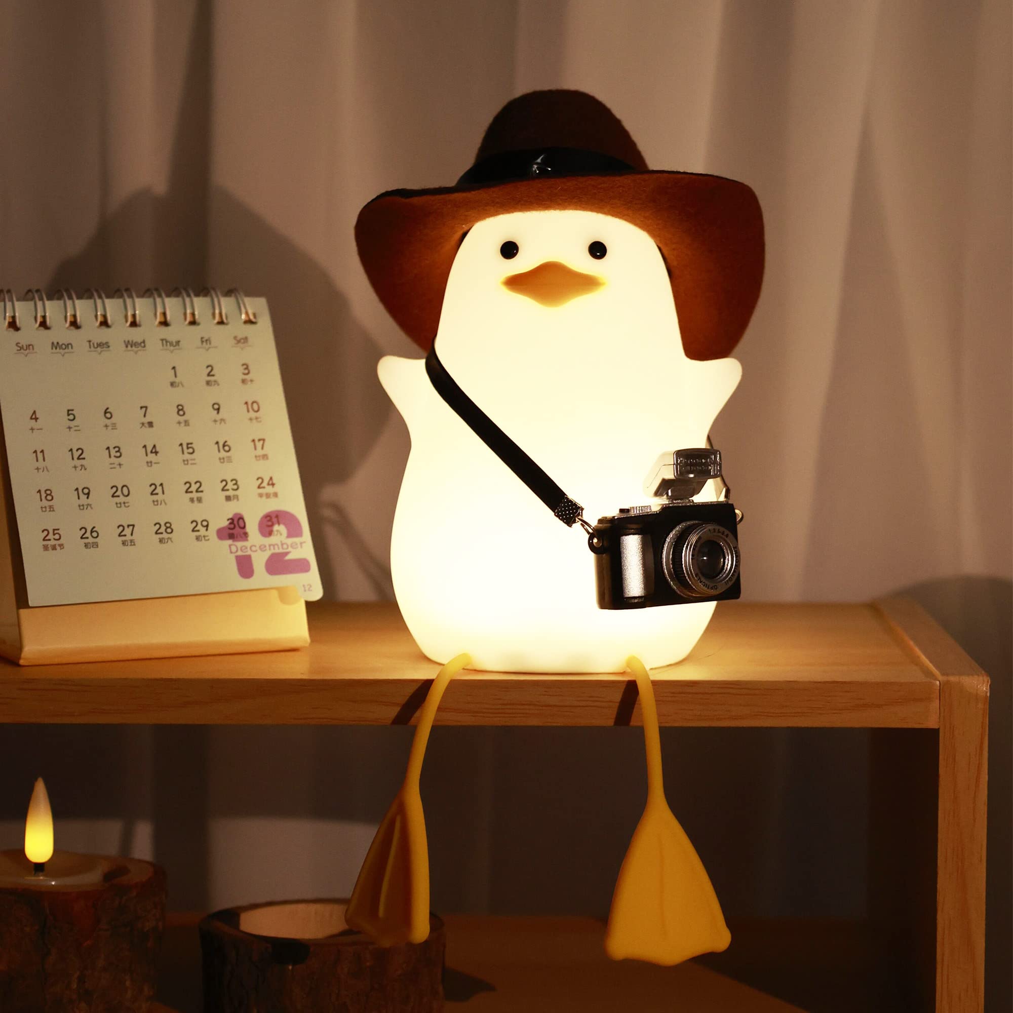 Cute Squishy Duck Night Light with Dimmer, Timer & Rechargeable - Funny Cowboy Duck Lamp for Bedside, Nursery & Room Decor - Perfect Duck Gift for Girls, Boys, Women & Kids - Ideal for Bedtime, Night Feedings & Cozy Ambiance