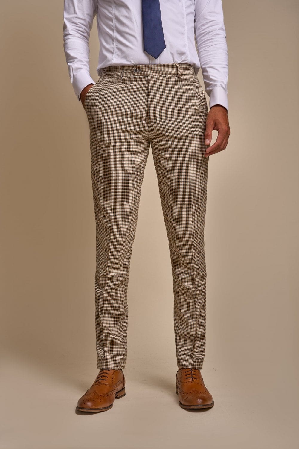 Cavani Elwood Men's 3 Piece Grey Houndstooth Skinny Fit Suit - Formal Business Attire for Weddings, Office & Special Occasions