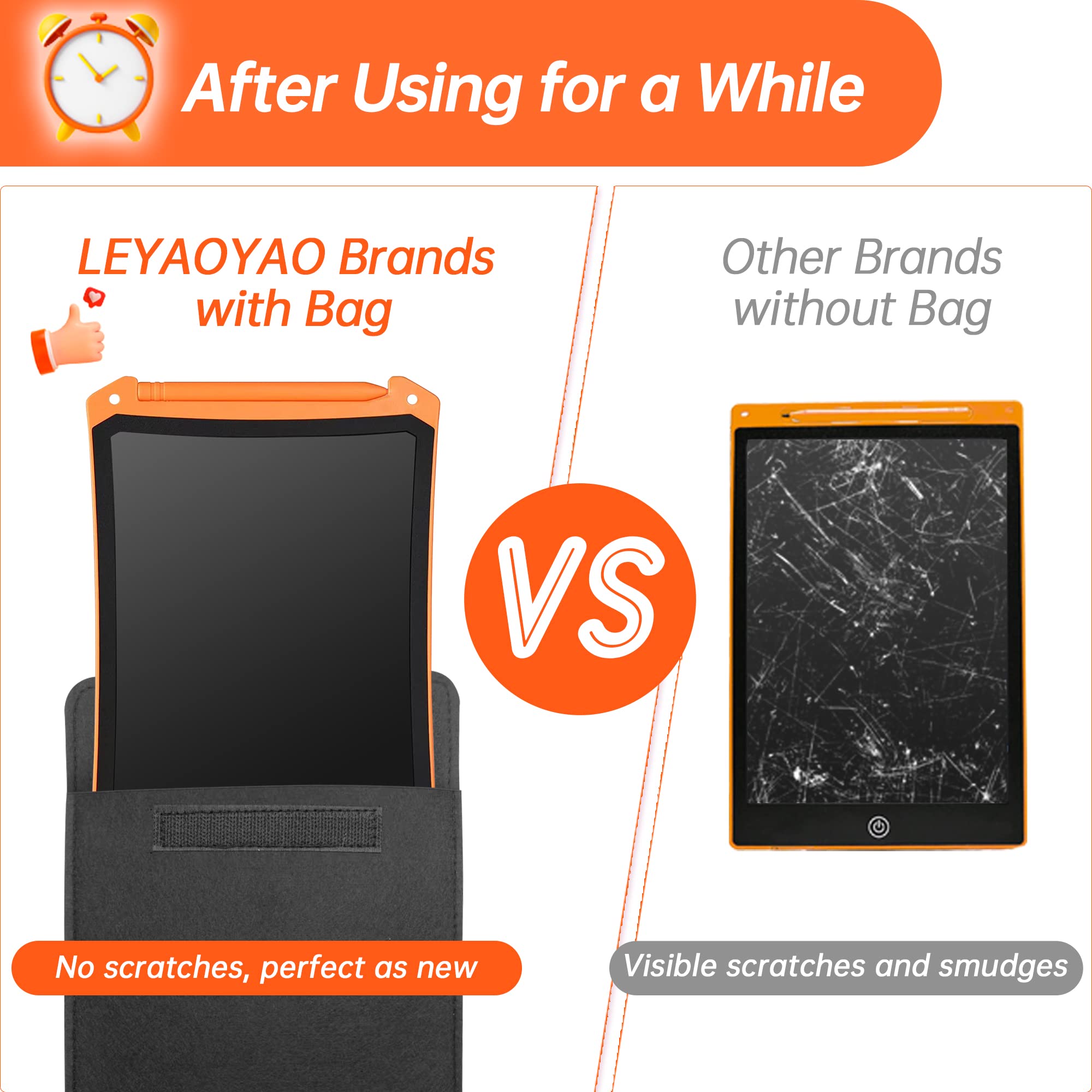 LEYAOYAO 8.5 Inch LCD Writing Tablet - Colorful Drawing Pad with Protective Case, Erasable Doodle Board for Kids Ages 3-6 | Perfect Learning Toy Gift for Toddler Boys & Girls (Orange) - Ideal for Home, School & Travel Use