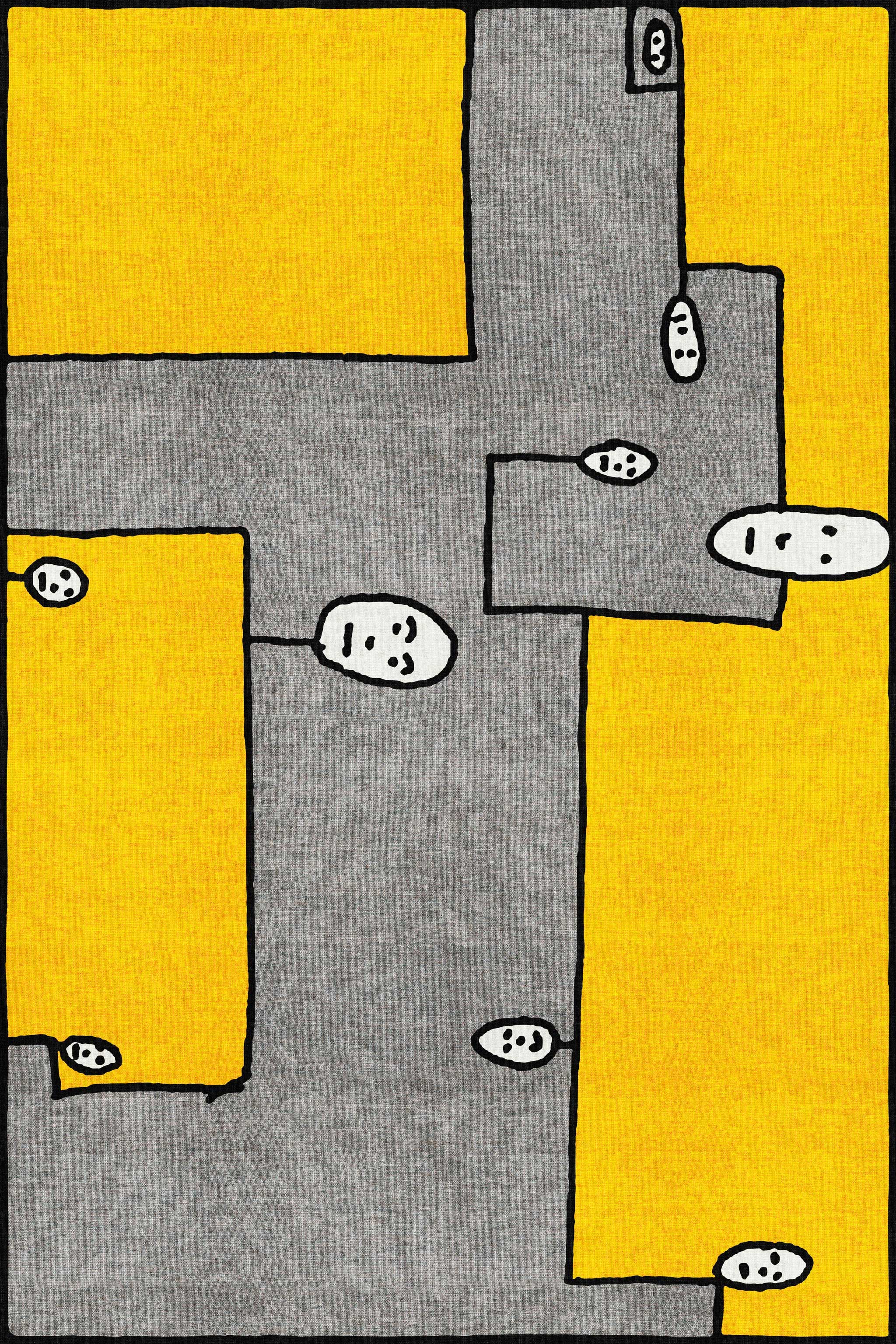 Qeeboo Yellow Rectangular Dog Carpet - Soft & Durable Pet Mat for Living Room, Bedroom, or Kennel Use