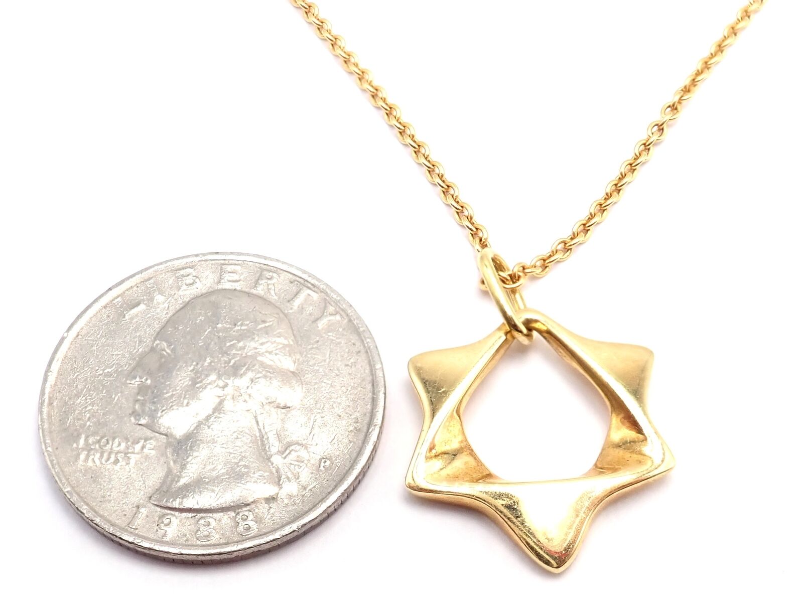 Authentic Georg Jensen 18k Yellow Gold Star of David Pendant Necklace - Elegant Jewish Jewelry for Hanukkah, Bar Mitzvah & Special Occasions