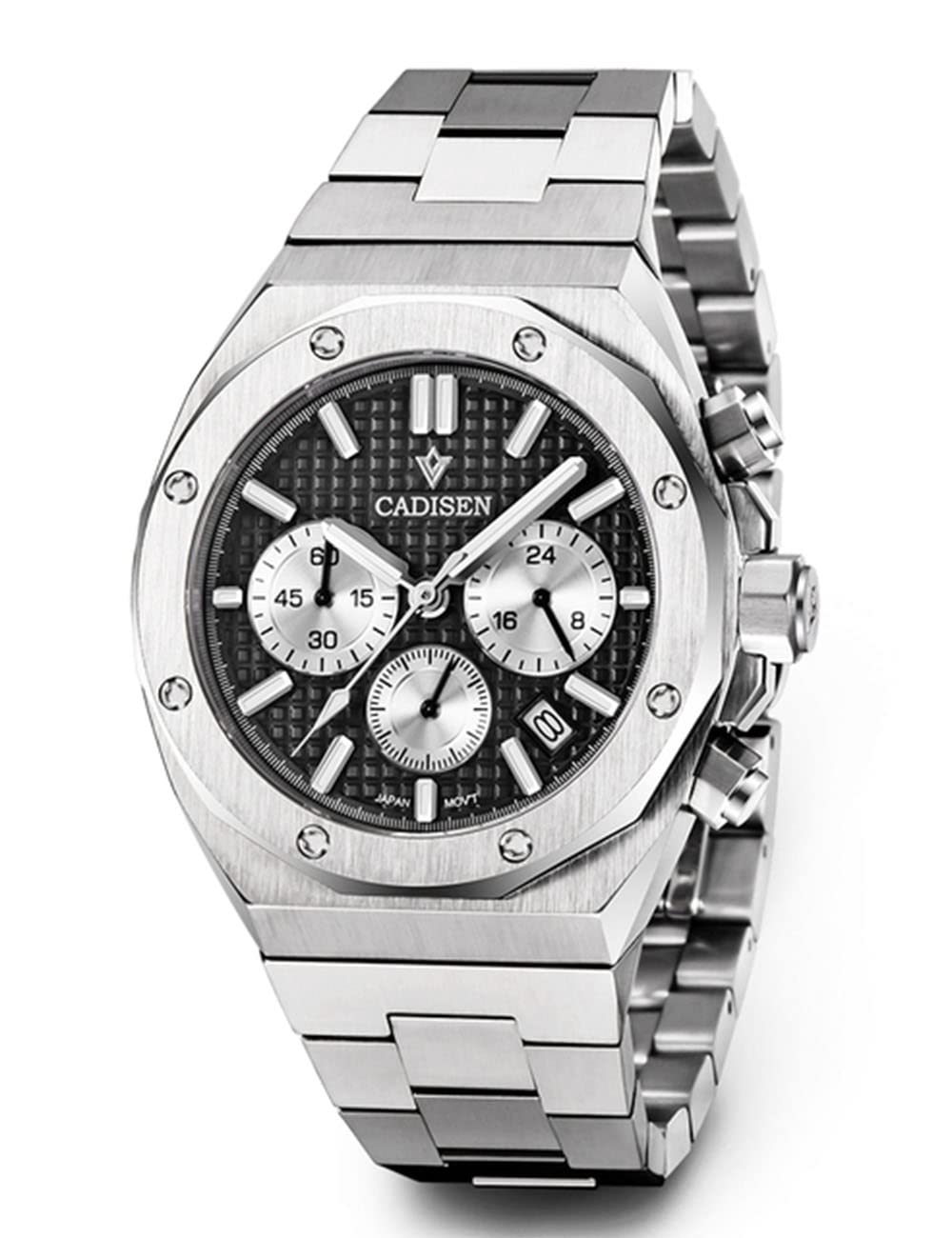 CADISEN Men's Stainless Steel Quartz Watch - Waterproof Sports Chronograph with Sapphire Glass - Perfect for Casual, Business & Outdoor Activities