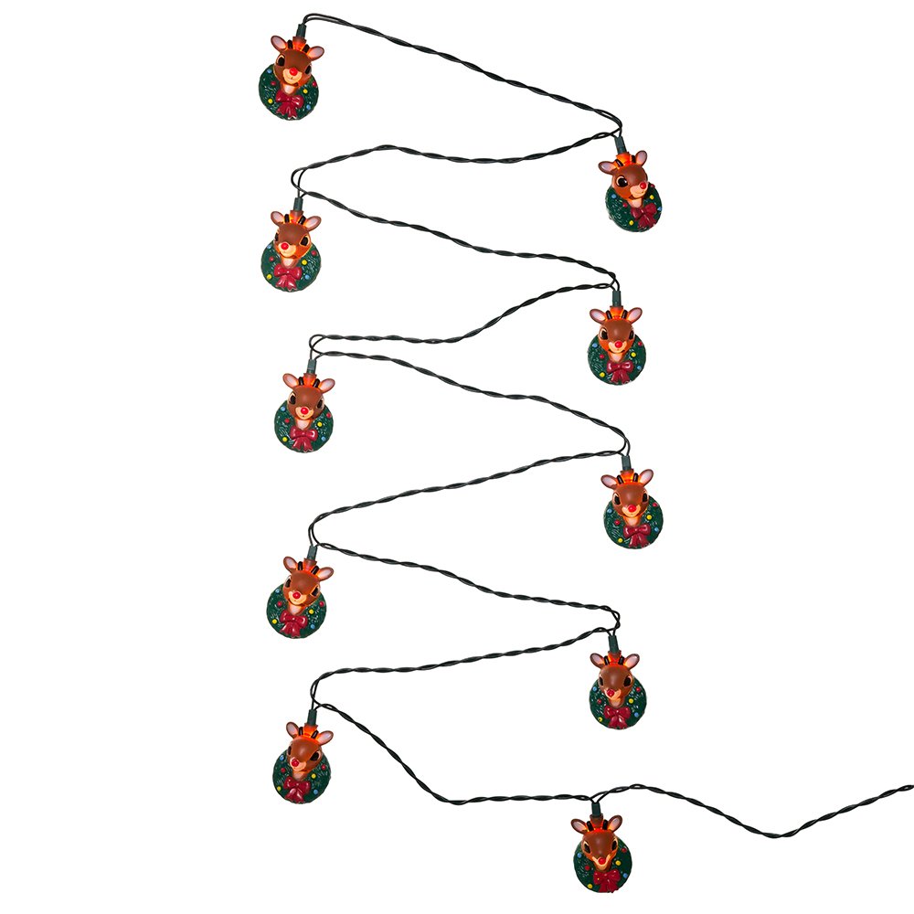 Kurt Adler Rudolph the Red-Nosed Reindeer 10-Light LED Christmas String Lights - Perfect for Holiday Tree Decorations, Indoor & Outdoor Festive Lighting