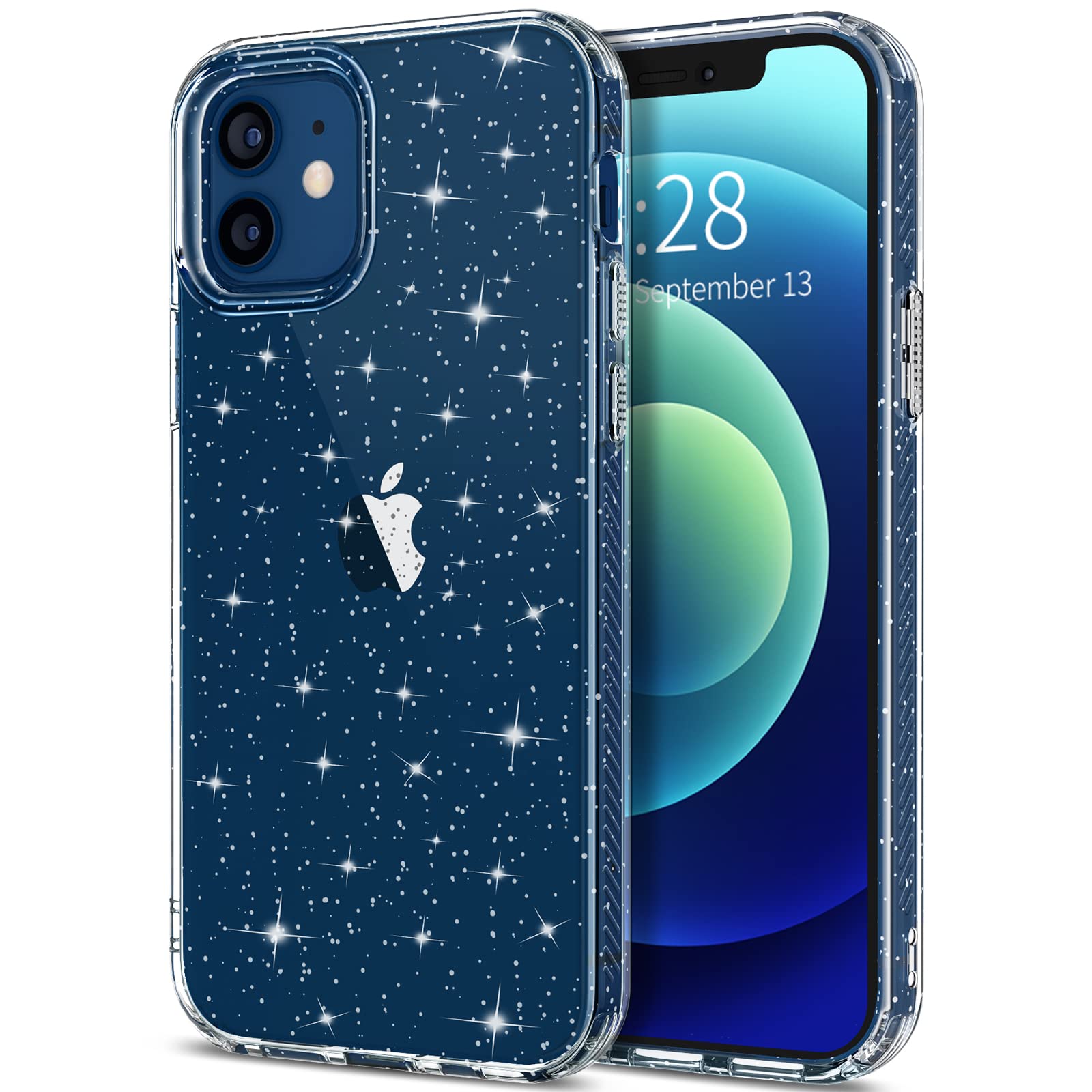 Hython Glitter Case for iPhone 12/12 Pro - Sparkly Clear Bling TPU Cover with Anti-Scratch & Shockproof Protection | Slim Fit Cute Phone Case for Women & Girls | Perfect for Parties, Daily Use & Gift Giving