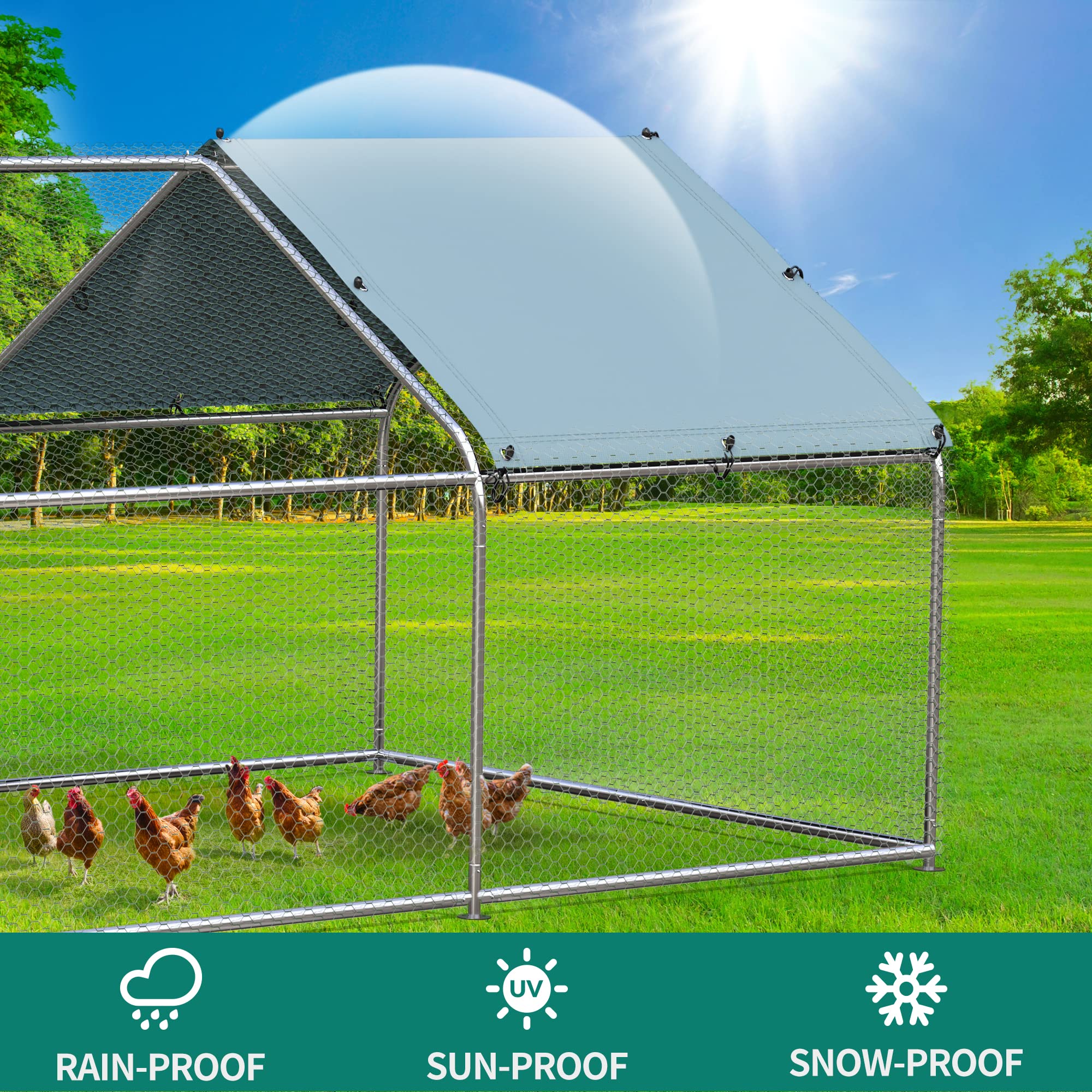 YITAHOME Large Walk-In Metal Chicken Coop - Spire Shaped Poultry Cage for Hens, Ducks & Rabbits with Waterproof Cover - Outdoor Backyard Farm Use (3 Cages) | Perfect for Free-Range Poultry, Small Animal Shelter & Garden Protection