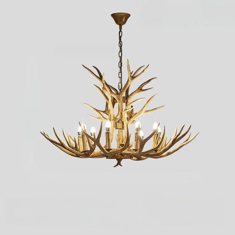 Stylish Faux Antler Wooden Candle Holder Chandelier - Rustic Home Decor for Cabin, Farmhouse & Wedding Centerpiece