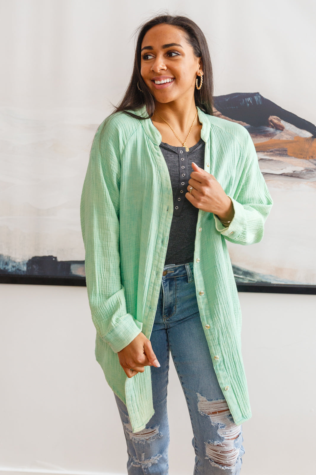 Vintage Green Corey Button Up Shirt for Men - Stylish Casual & Office Wear - Perfect for Everyday Outfits, Work, and Date Nights