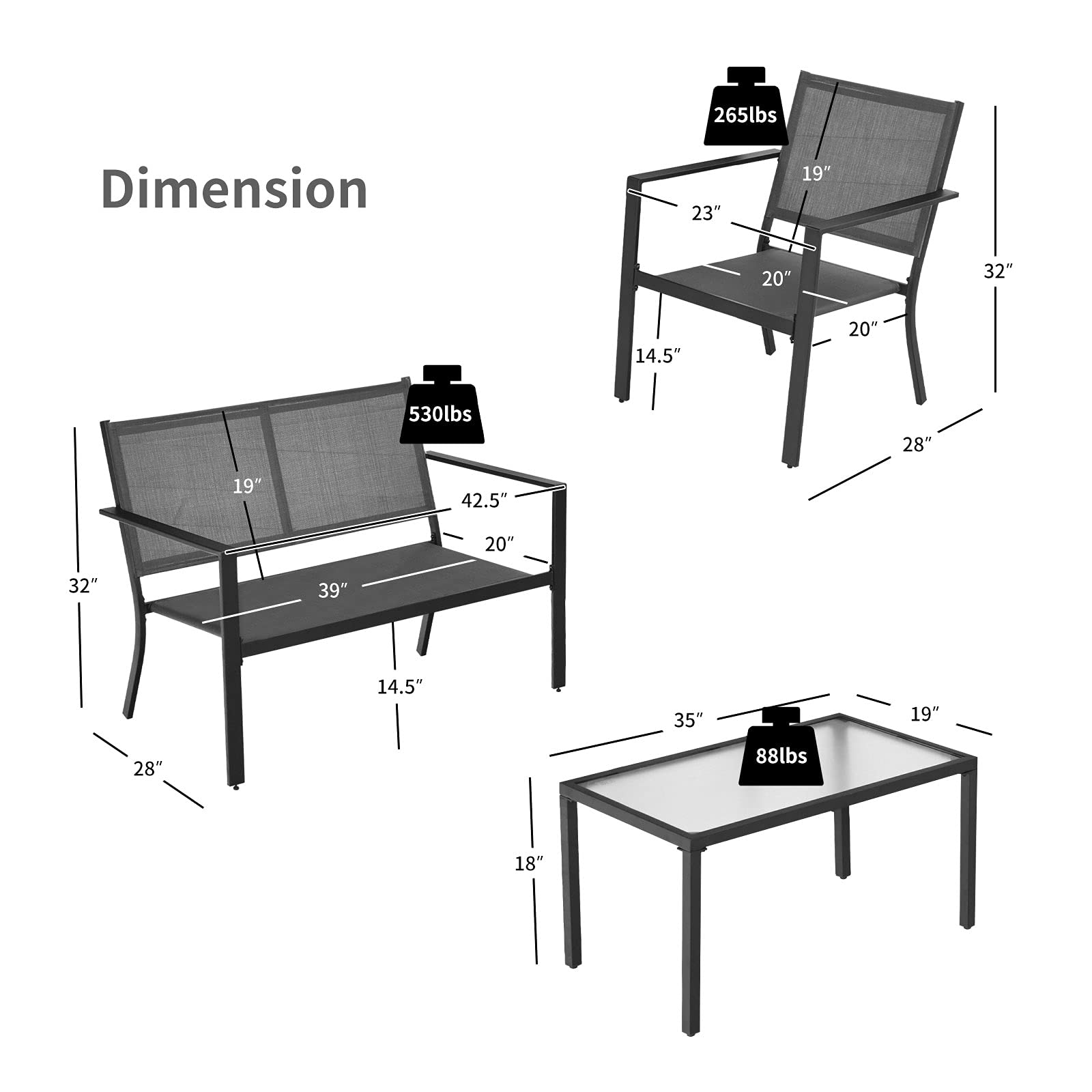 Tangkula 4-Piece Outdoor Patio Furniture Set - Grey Wicker Sectional Sofa with Glass Coffee Table - Weather-Resistant Garden Conversation Set for Backyard, Porch, Balcony & Poolside Relaxation