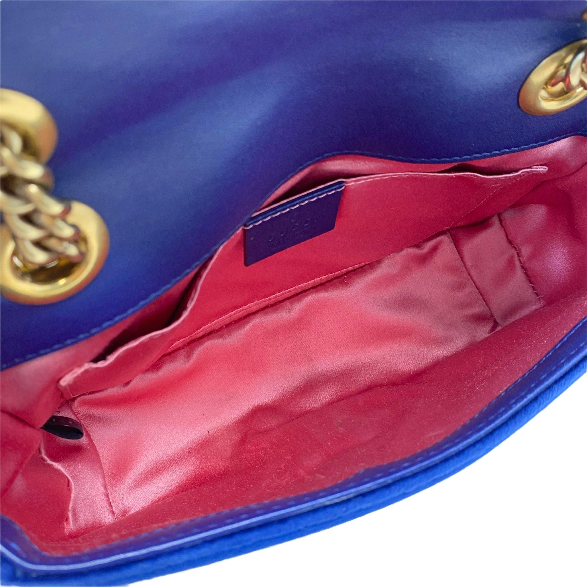 Gucci Blue Velvet Mini GG Marmont Crossbody Bag - Luxury Designer Handbag for Women | Perfect for Evening Parties, Date Nights & Special Occasions