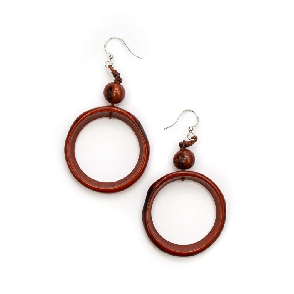 Lightweight Boho Earrings for Women – Tagua Nut & Surgical Steel Drop Dangle Earrings | Eco-Friendly Jewelry for Casual Wear & Festivals