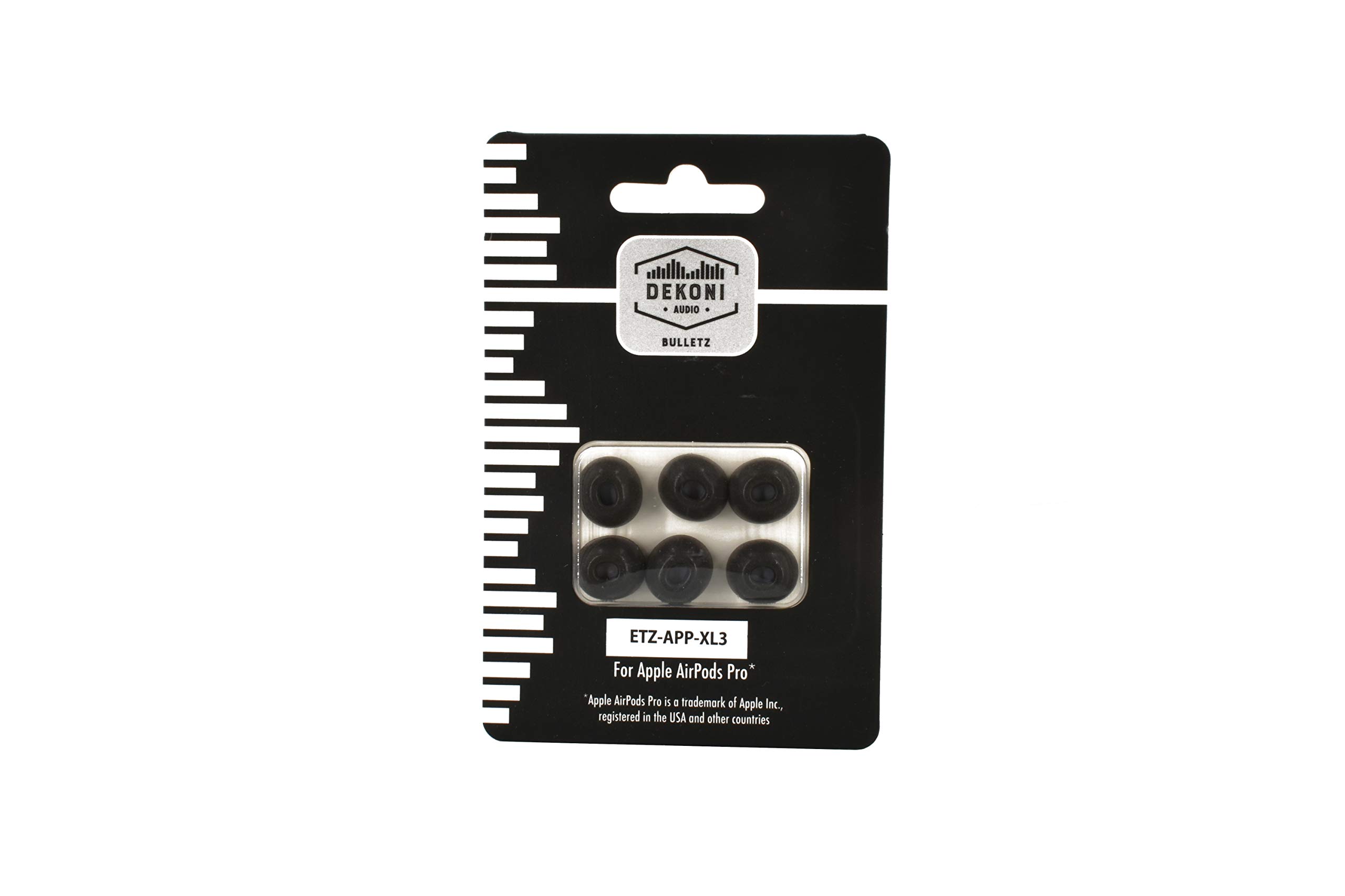 Dekoni Memory Foam Ear Tips for AirPods Pro - XL Black 3PK - Noise Isolation for Workouts & Travel