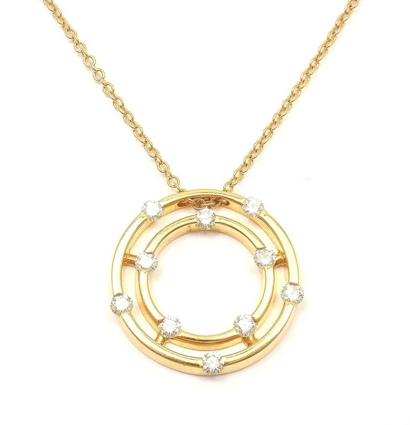 Authentic Roberto Coin 18k Yellow Gold Double Hoop Diamond Pendant Necklace for Women - Elegant Jewelry Gift for Anniversary, Valentine's Day & Special Occasions