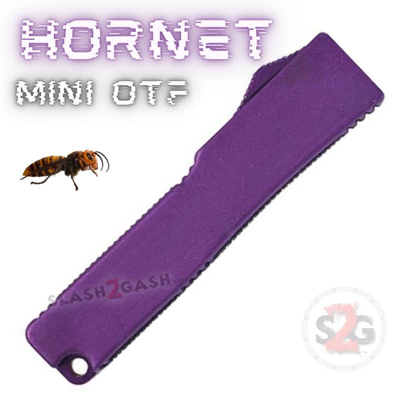 Keychain Mini OTF Knife Switchblade - Single Edge Purple Hornet | Compact Pocket Knife for Everyday Carry, Outdoor Activities & Survival Gear