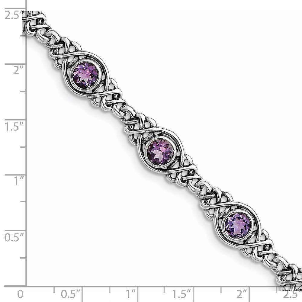 925 Sterling Silver Amethyst Bracelet for Women | Elegant Fine Jewelry Gift for Her | 7.25