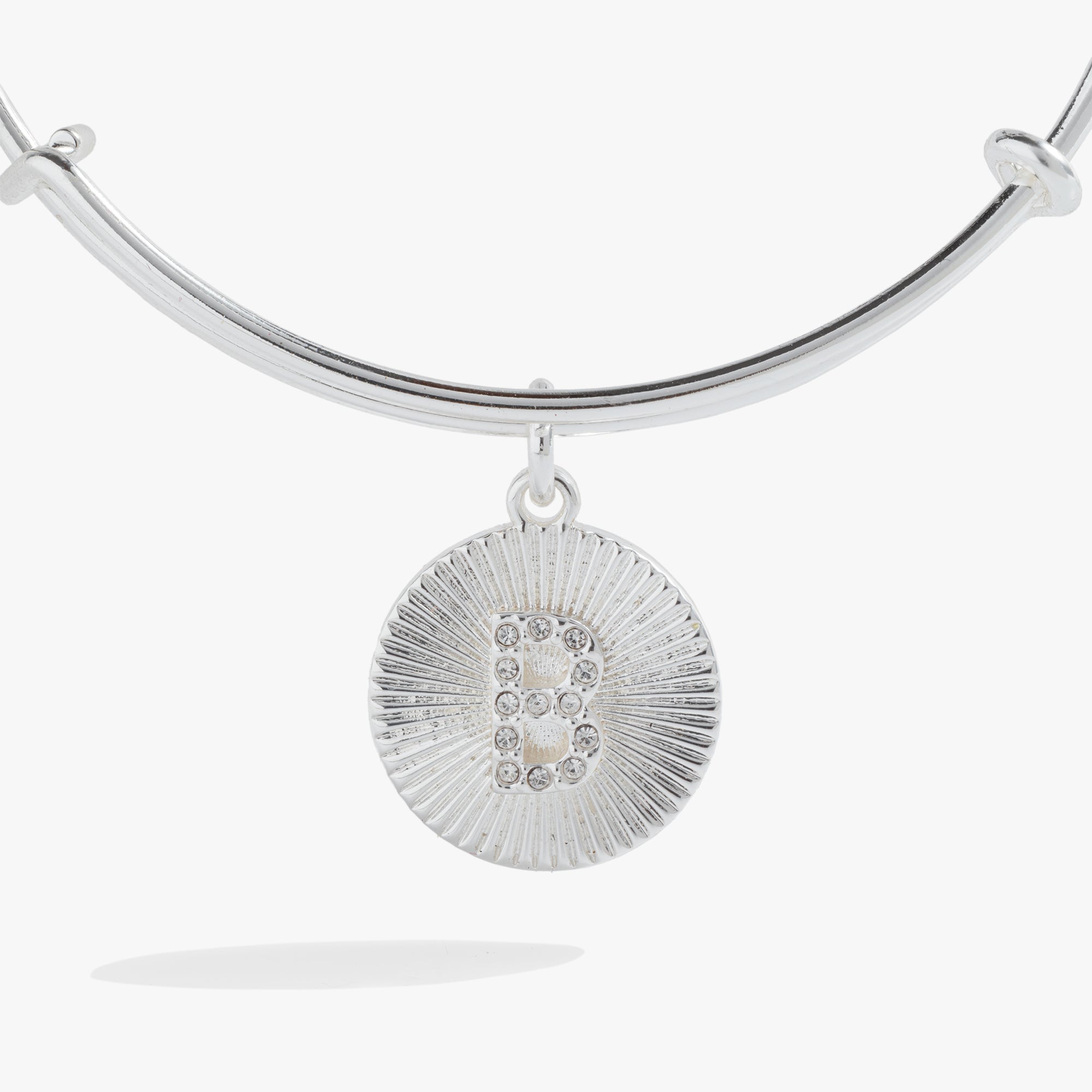 Initial B Pave Starburst Texture Bangle - Elegant Cubic Zirconia Bracelet for Women | Perfect for Parties, Weddings & Everyday Wear