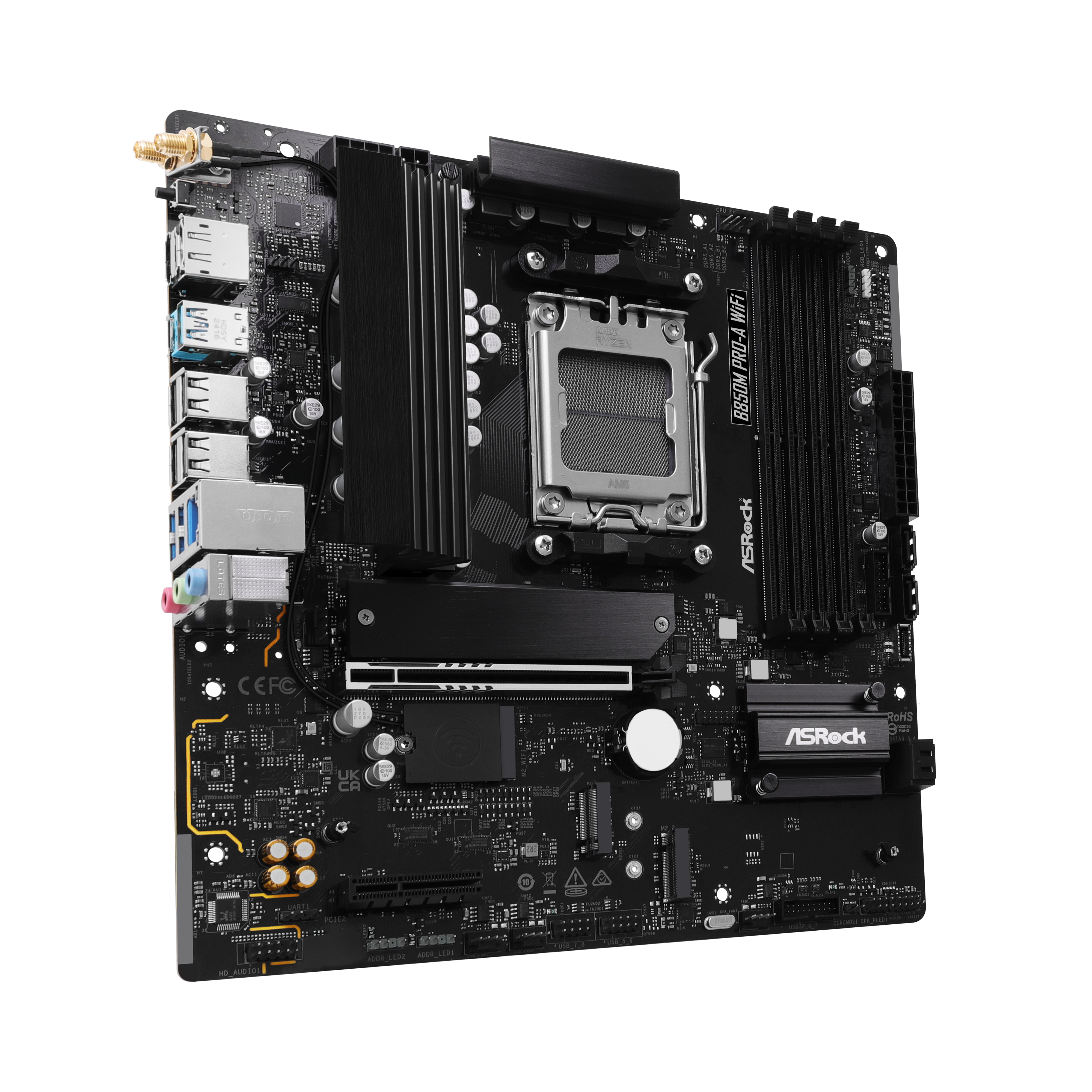 ASRock B850M Pro A WiFi (Socket AM5) DDR5 mATX Motherboard - AMD Ryzen 7000 Ready, PCIe 4.0, Dual M.2, WiFi 6 - Perfect for Gaming PCs & Workstations