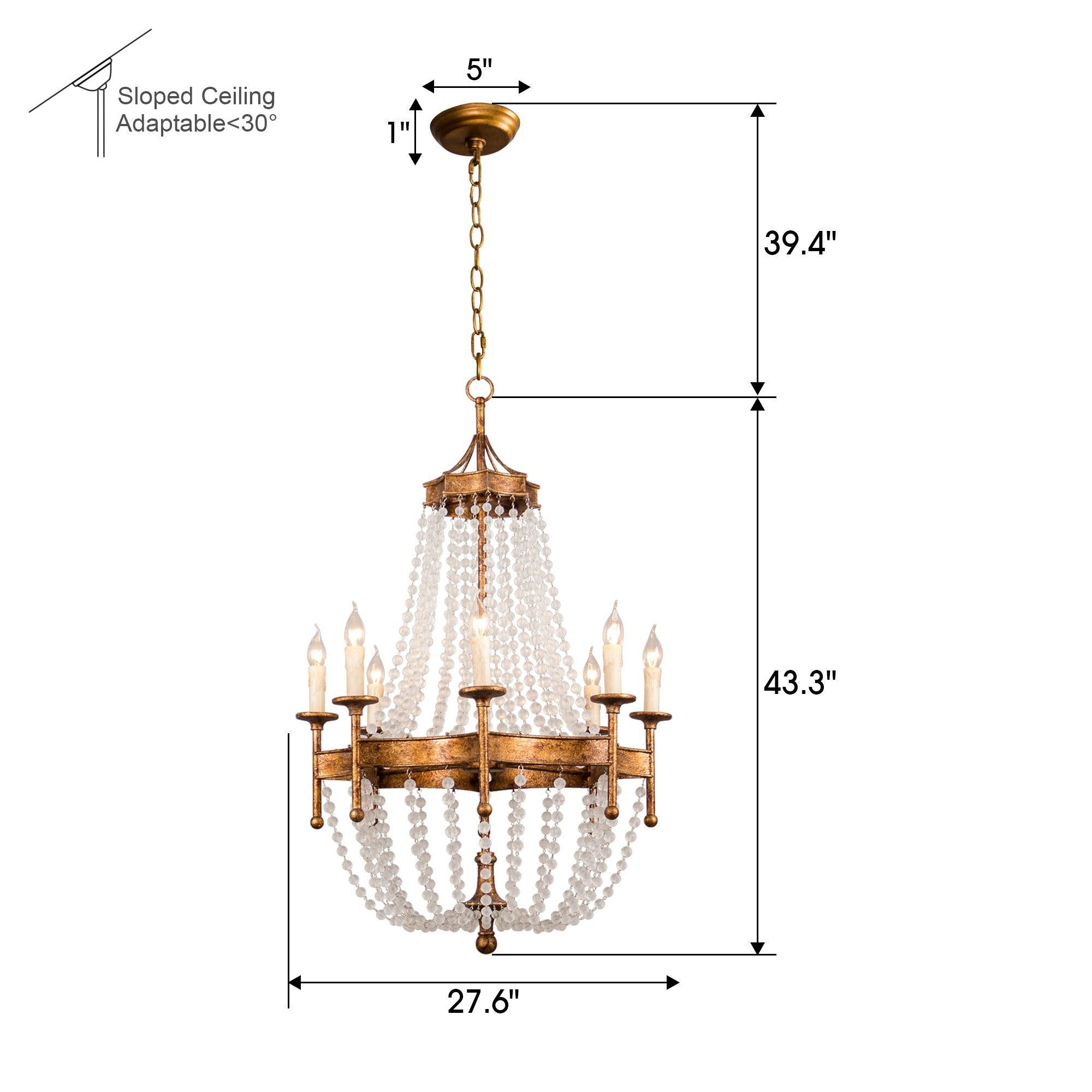 Chappell 8-Light Rustic Gold Candle Style Empire Chandelier - Elegant Farmhouse Lighting for Dining Room, Living Room & Bedroom