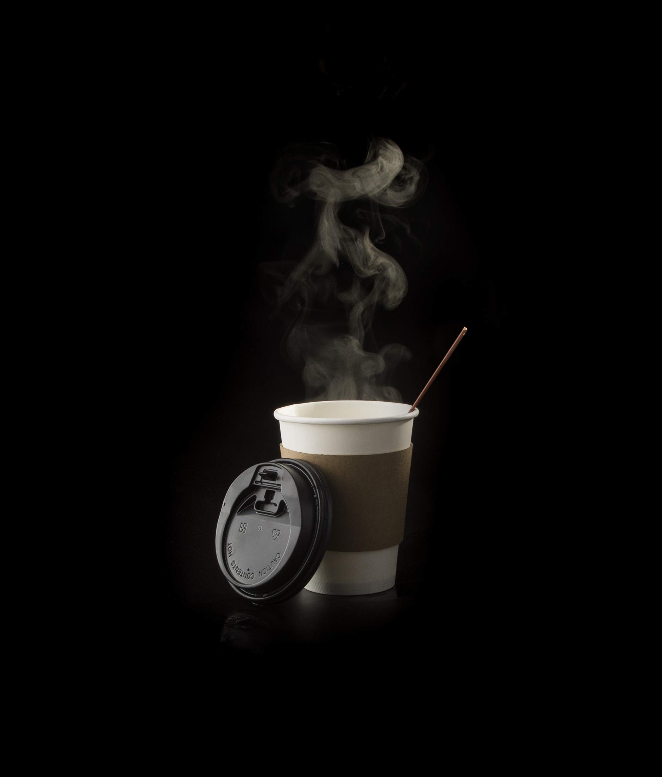 50 Sets 12 Oz Disposable Paper Coffee Cups with Lids - Includes Sleeves & Stirrers - Hot/Cold Beverage To-Go Cups for Office, Cafes, Parties & Events - Eco-Friendly Coffee Cup Bundle by Cuperfect