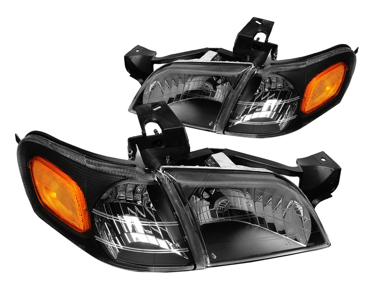 DNA Motoring HL-OH-CV974P-BK-AM Black Amber LED Headlights Replacement for 97-05 Chevy Venture, Pontiac Trans Sport & Oldsmobile Silhouette - High Visibility Night Driving & Off-Road Use