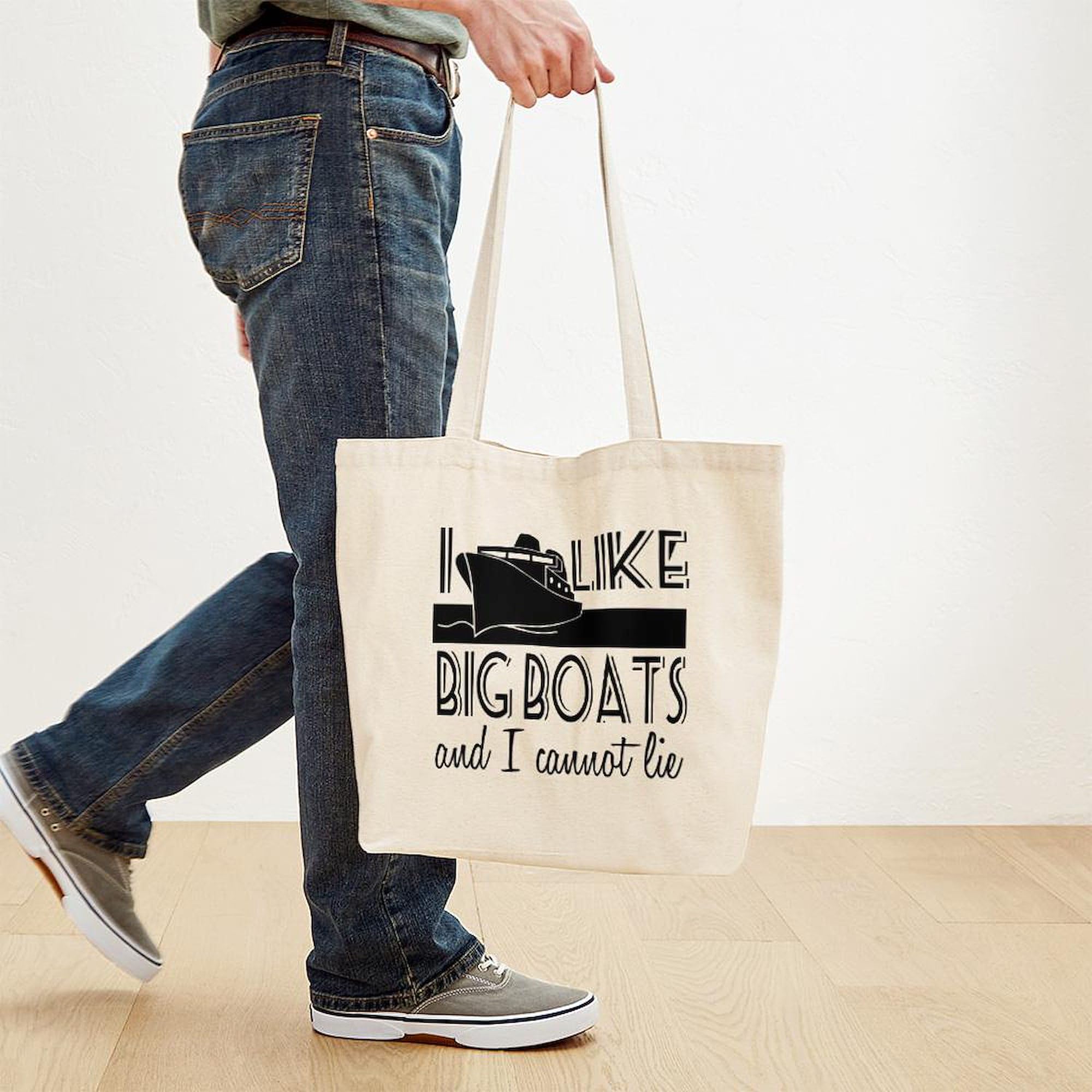 CafePress 'I Like Big Boats' Natural Canvas Tote Bag - Eco-Friendly Reusable Shopping Bag for Groceries, Beach Trips & Daily Use