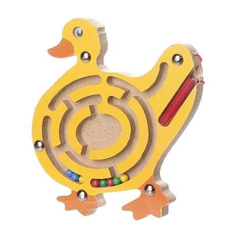 Magnetic Maze Puzzle Game for Kids - Wooden Jigsaw Board with Magnetic Pen & Beads | Educational STEM Toy for Toddlers | Fun Brain Teaser & Hand-Eye Coordination Activity (Duck Design) - Perfect for Travel, Classroom & Indoor Play