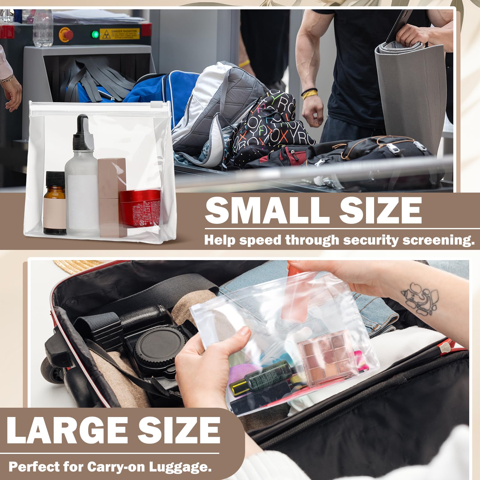 Xuniea 50 Pack Mini Clear Makeup Bags - Small Transparent Zipper Pouches for Travel Toiletries & Cosmetic Organizer - Waterproof Plastic Storage for Women & Men - Perfect for Vacation, Gym, Beach & Daily Use (9.8