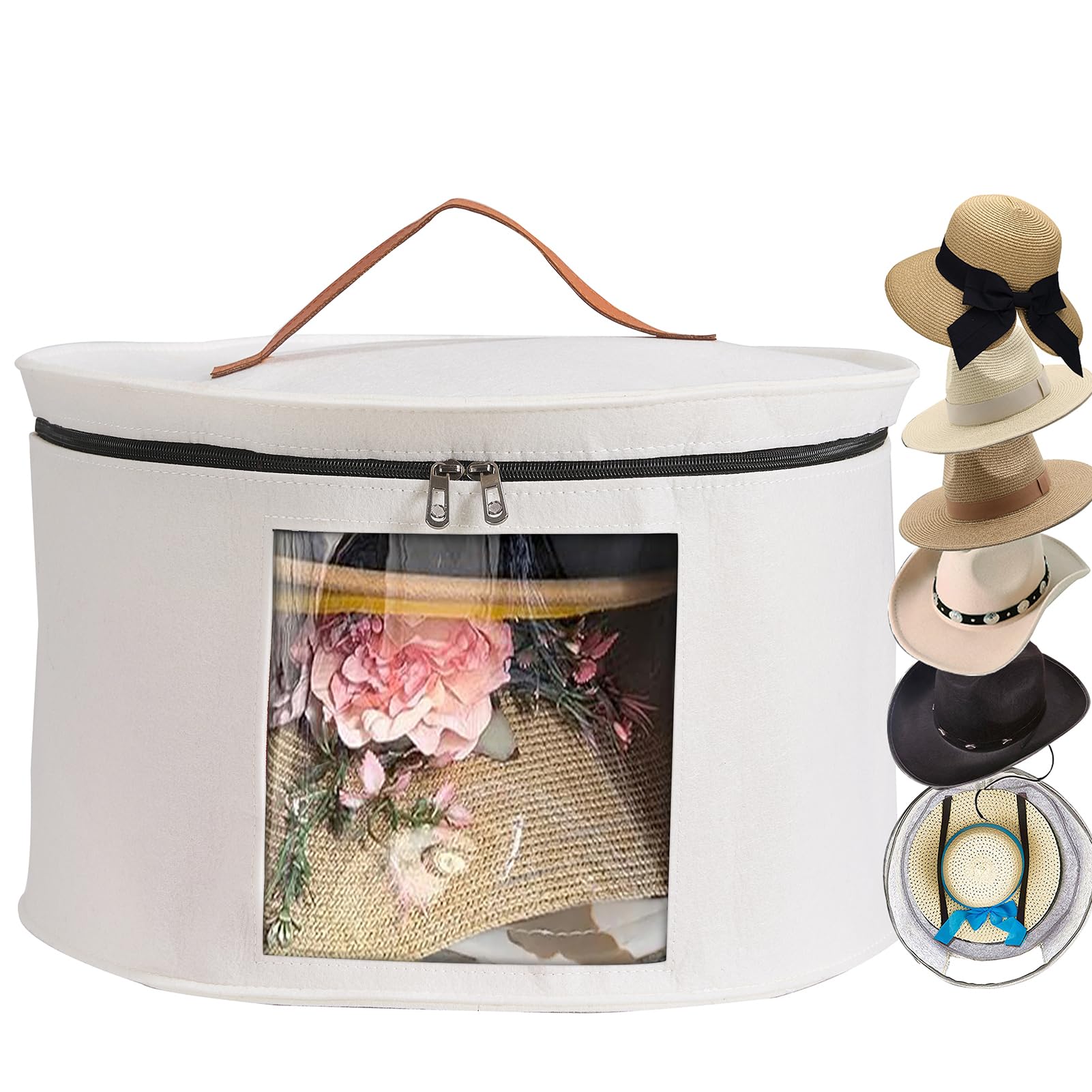 Stylish Women's Hat Storage Box - Travel-Friendly Hat Organizer with Lid for Cowboy Hats, Wide Brims & Large Round Hats - Perfect for Closet Organization & Toy Storage - Ideal for Travel, Home Decor & Gift Giving