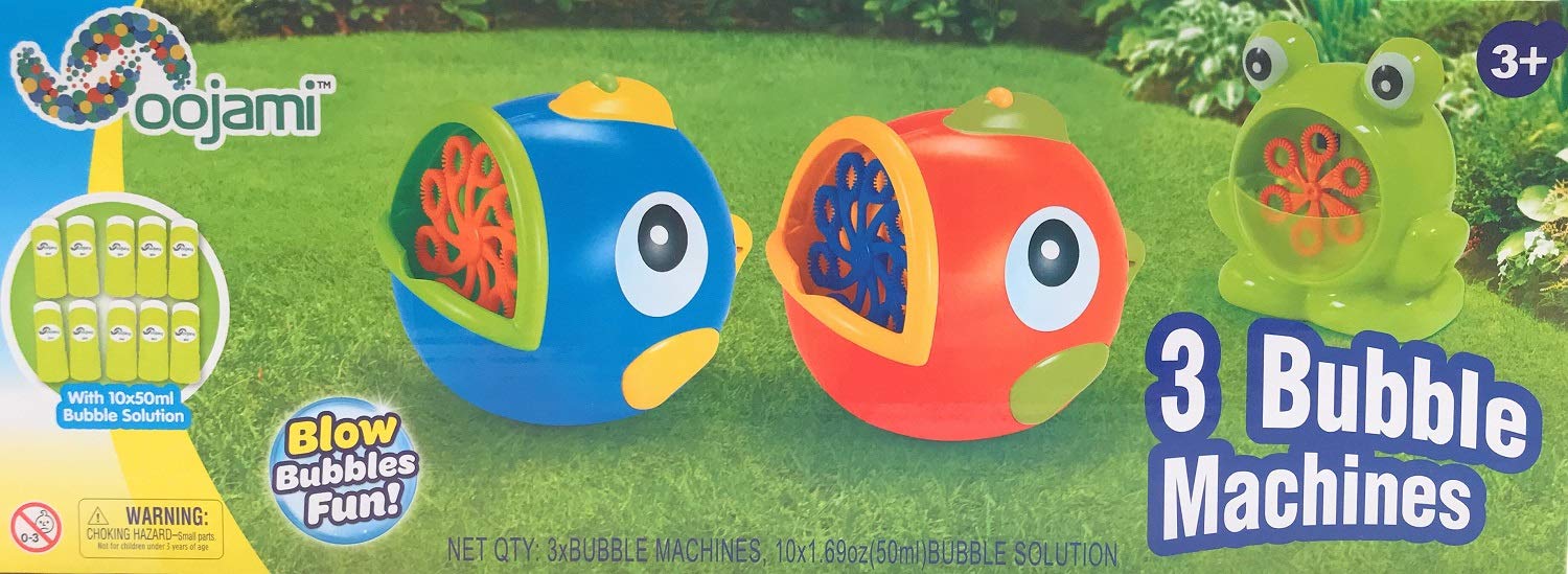3 Pack Automatic Bubble Blower Machine for Kids - Outdoor & Indoor Party Favors, Birthday Gifts for Ages 3+ with 10 Bottles Bubble Solution - Perfect for Birthday Parties, Backyard Fun, and Summer Activities
