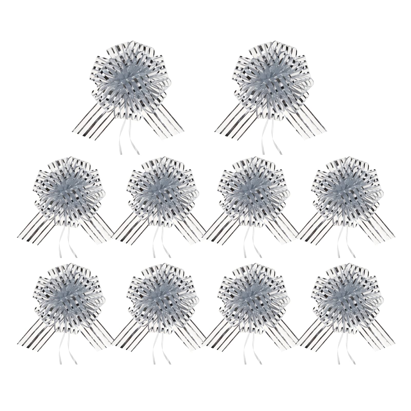 10pcs Large Silver Gift Bows for Wrapping - Perfect for Party Decor, Car Decorations, Gift Baskets, Birthday Presents & Flower Arrangements - Premium Pull Bows (B15-Silver)