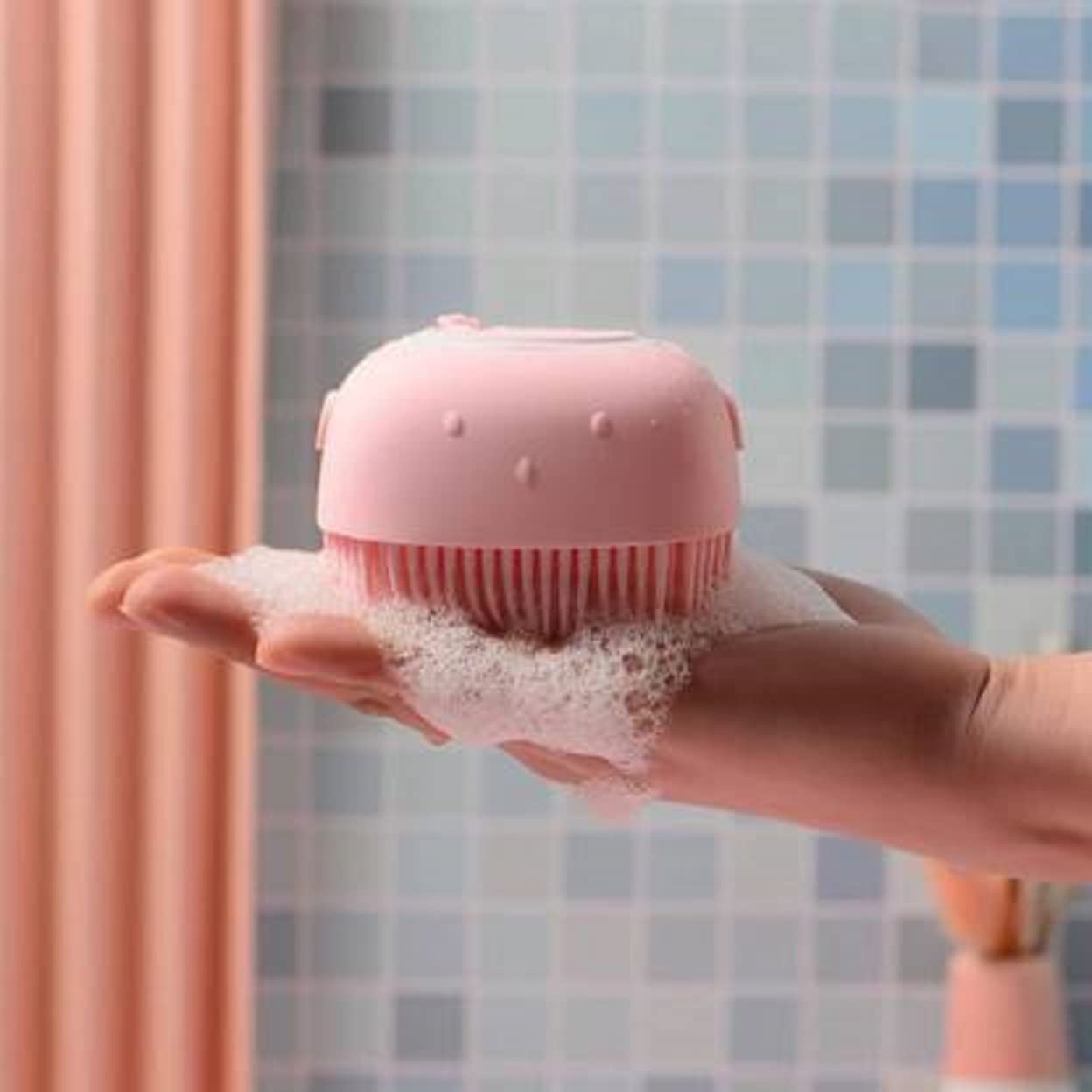 **Silicone Body Bath Brush with Shampoo Dispenser - Soft Exfoliating & Cleansing Shower Brush for Men & Women (Multicolor) - Perfect for Back Scrubbing, Exfoliation & Deep Cleaning**