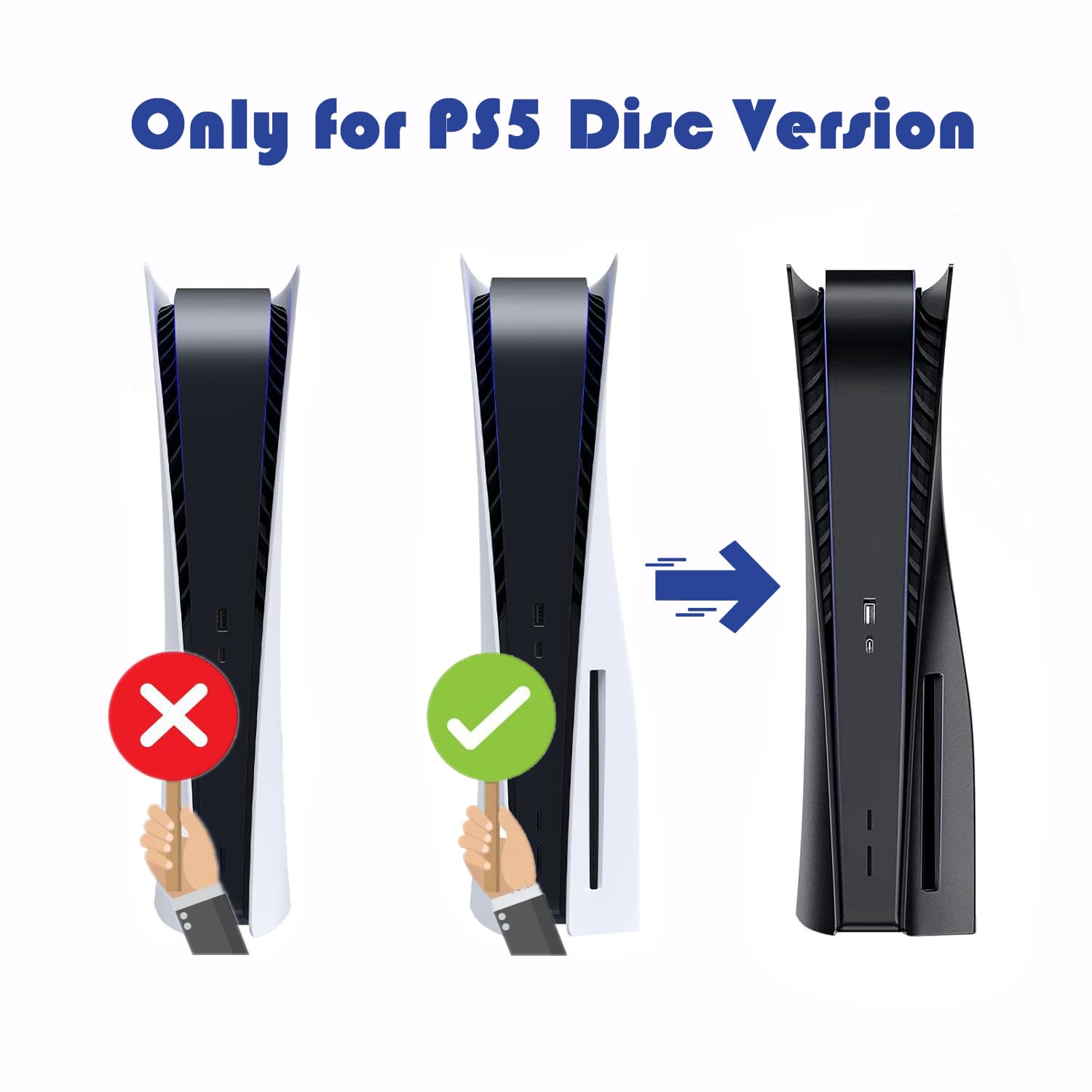 PEYANZ PS5 Faceplate Cover for Disc Edition - Anti-Scratch ABS Shell with Heat Dissipation & Dustproof Design + 2 Free Controller Silicone Covers | Perfect for Gaming Setup, Home Entertainment & PS5 Protection