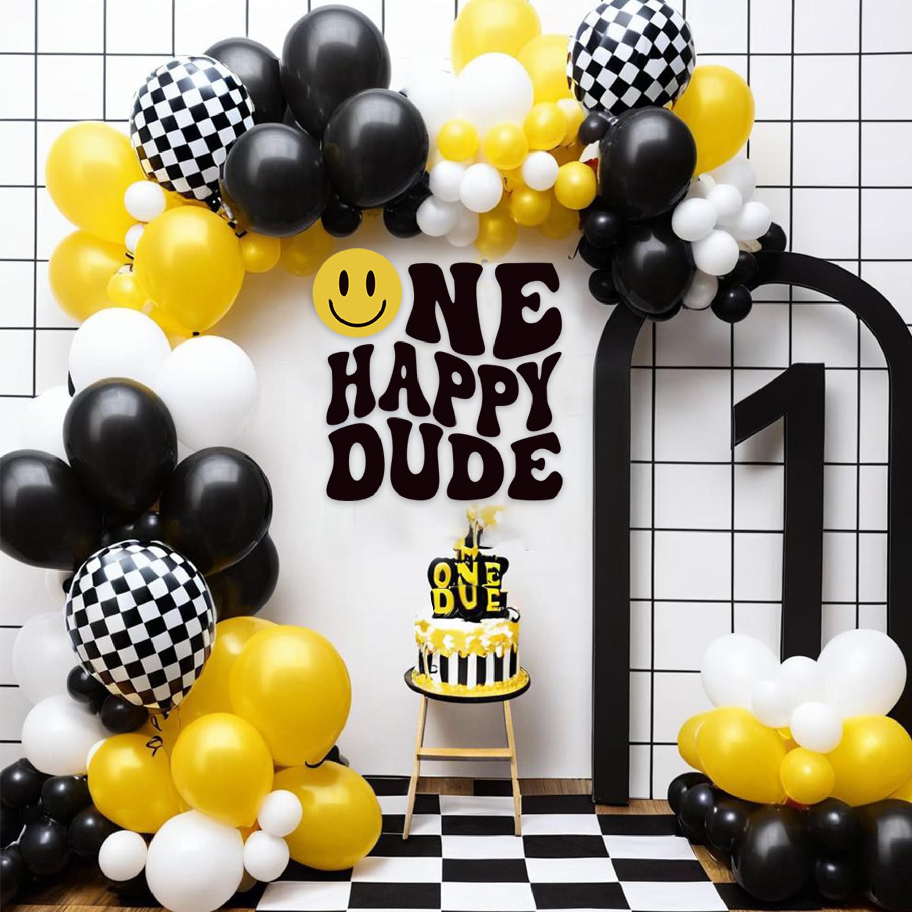 One Happy Dude Decal - 1st Birthday Party Decorations for Boys | Peel & Stick Smiley Face Stickers for Balloon Arches, Baby Showers & Nursery Wall Decor | Perfect for Birthday Backdrops, Cake Smash Photos & Milestone Celebrations