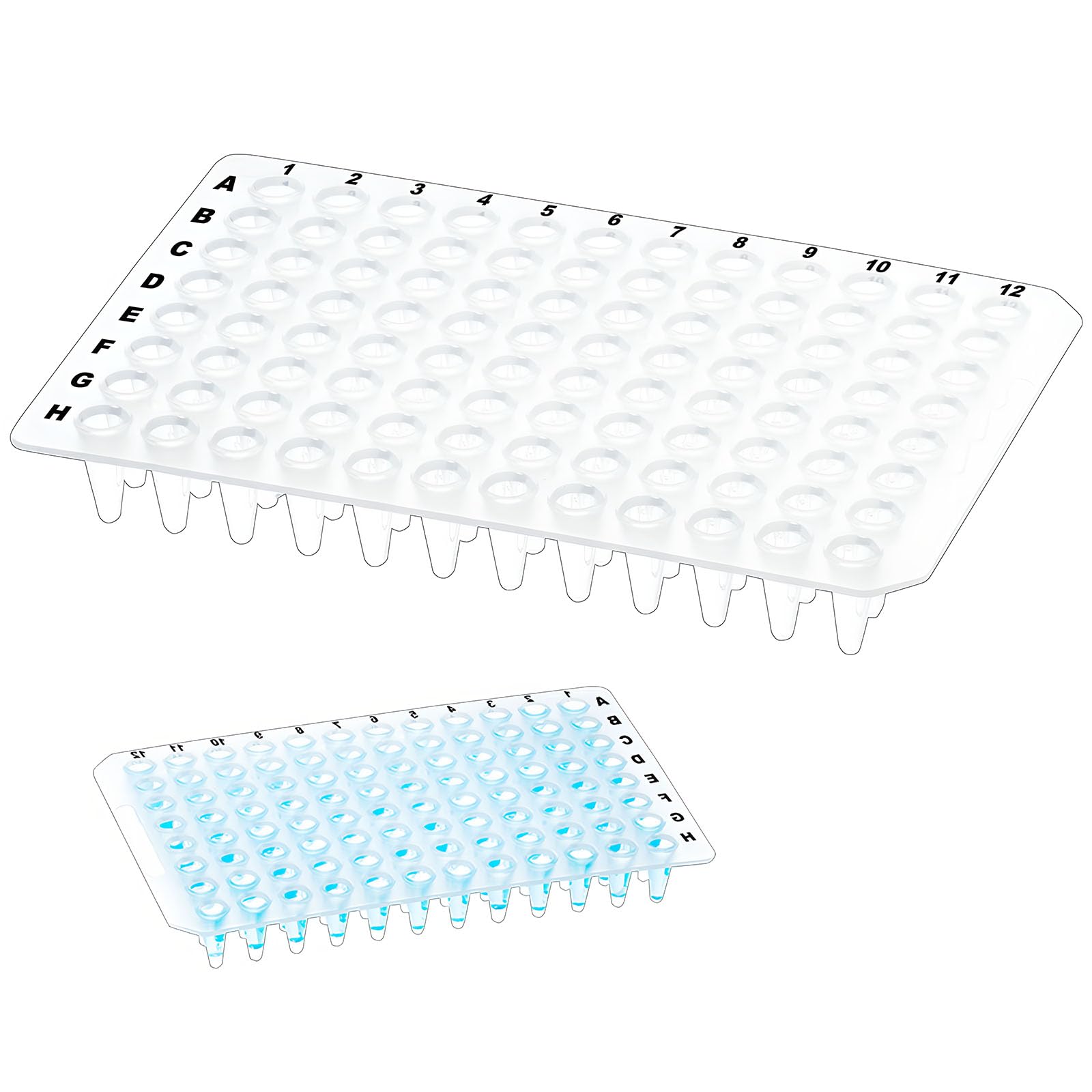 0.1ml 96-Well PCR Plates, Non-Skirted, Clear Polypropylene PCR Plate - 100 Plates Ultra-Thin Wall Tubes, DNase/RNase Free - Ideal for PCR, qPCR, and Molecular Biology Experiments
