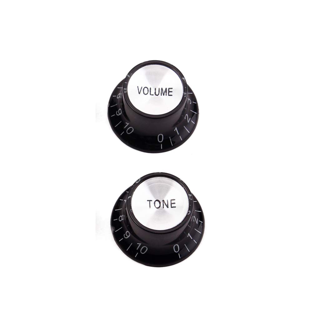 2-Pack Black Electric Guitar Bass Control Knobs - Replacement Potentiometer Knobs for Electric Guitar & Bass - Perfect for Tone & Volume Adjustment in Studio & Live Performances