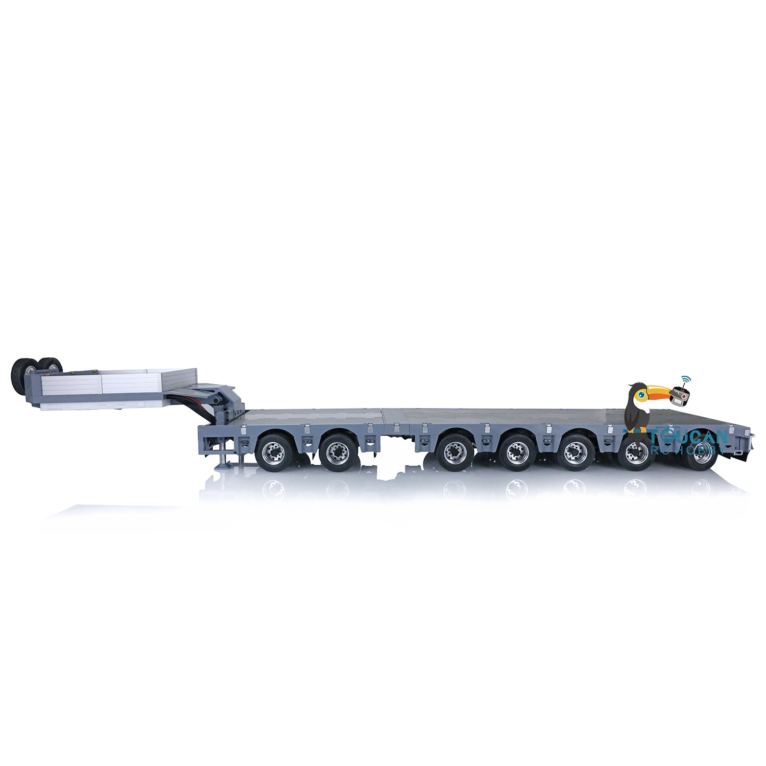 NOOXION 1/14 Scale Broshuis 2+5 Axle Metal Heavy Duty Flatbed Trailer Module - Compatible with TAMIYA RC Tractor Trucks, Remote Control Excavators & Loader Models - Perfect for Construction Simulation & RC Truck Hauling Scenes