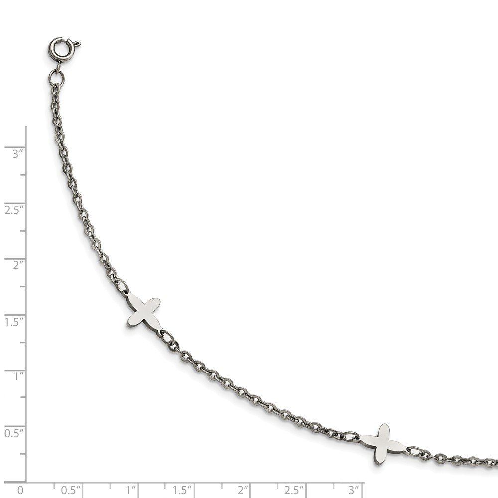 Stainless Steel Polished Cross Charms Anklet with 1 Inch Extension Chain - Perfect for Everyday Wear, Gifts & Spiritual Jewelry