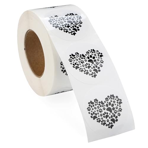 Black Paw Print Heart-shaped Sticker