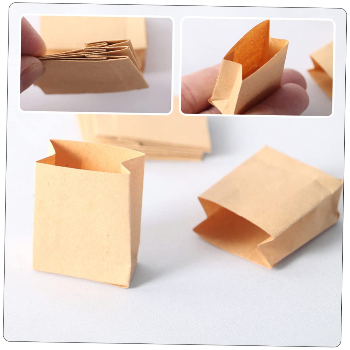 6pcs Mini Paper Bags for Dollhouse Baking - 1.18x1.18x0.78in - Party Favors & Snacks Storage