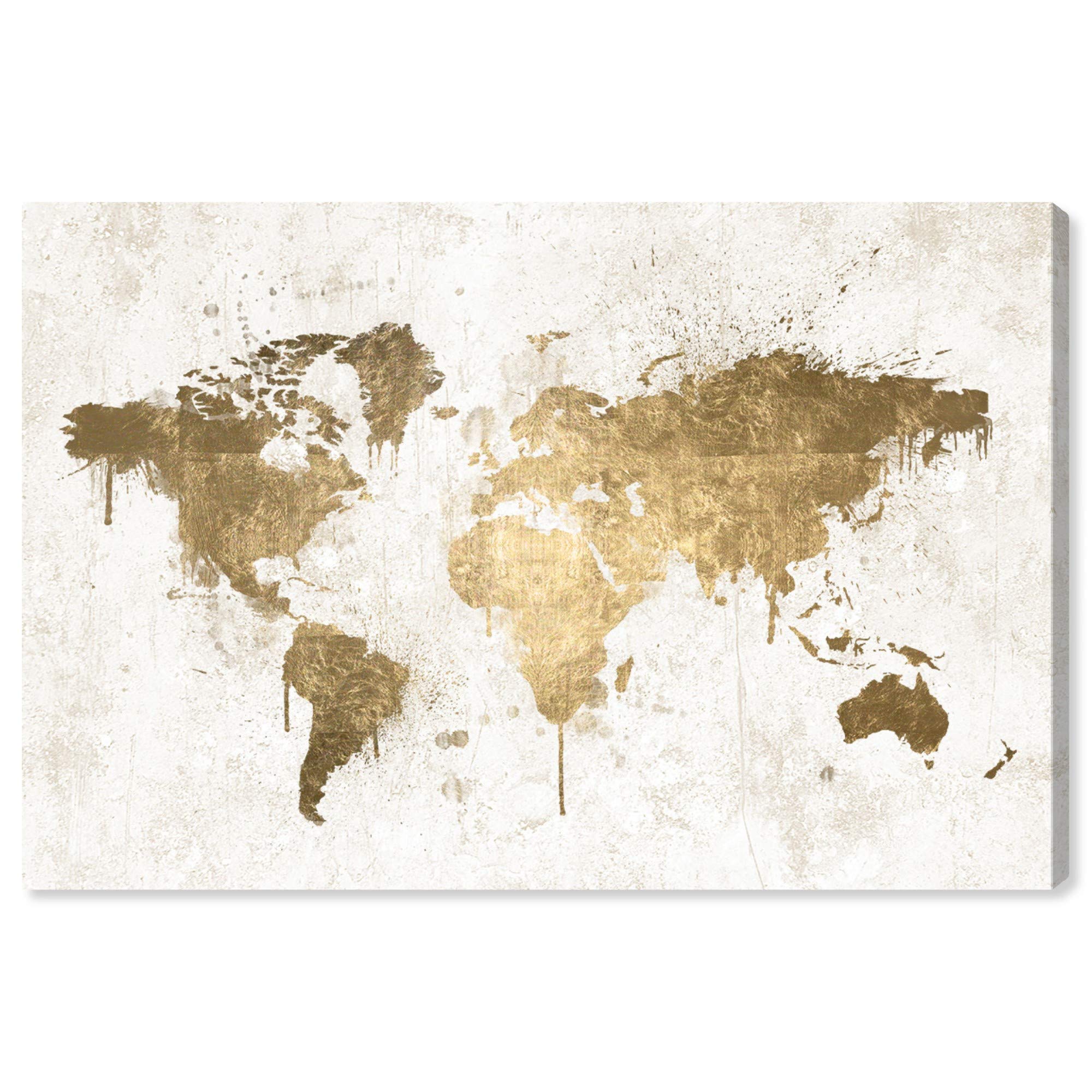 Oliver Gal Artist Co. World Map Wall Art Canvas Print - 'Mapamundi White Gold' Modern Home Decor for Living Room, Office & Bedroom