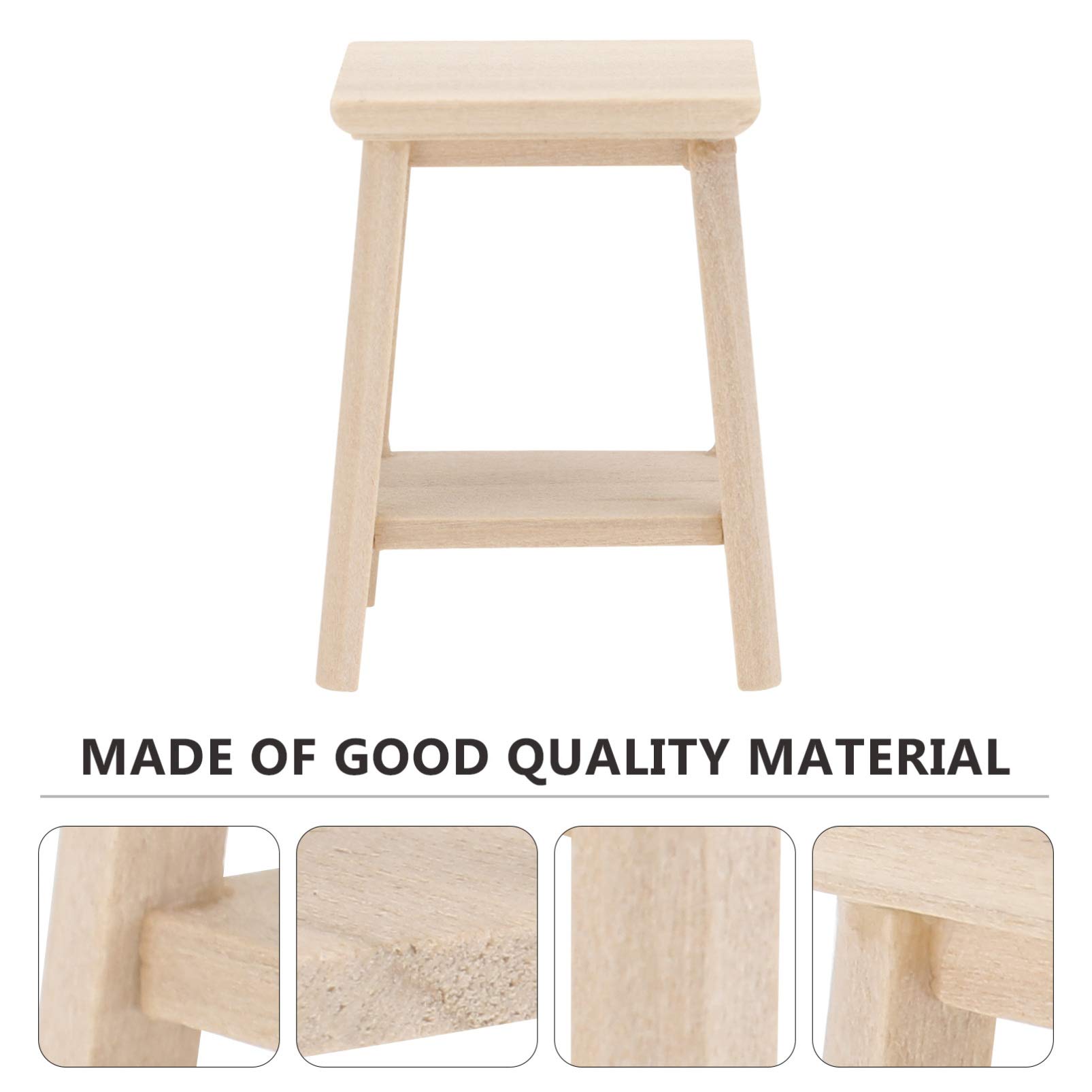 NUOBESTY Miniature Wooden Stool Model - DIY Bonsai Furniture Accessory, Tiny House Decor, Mini Wood Stool for Dollhouse, DIY Crafts, and Model Scenes | Perfect for Miniature Displays, DIY Projects, and Home Decor