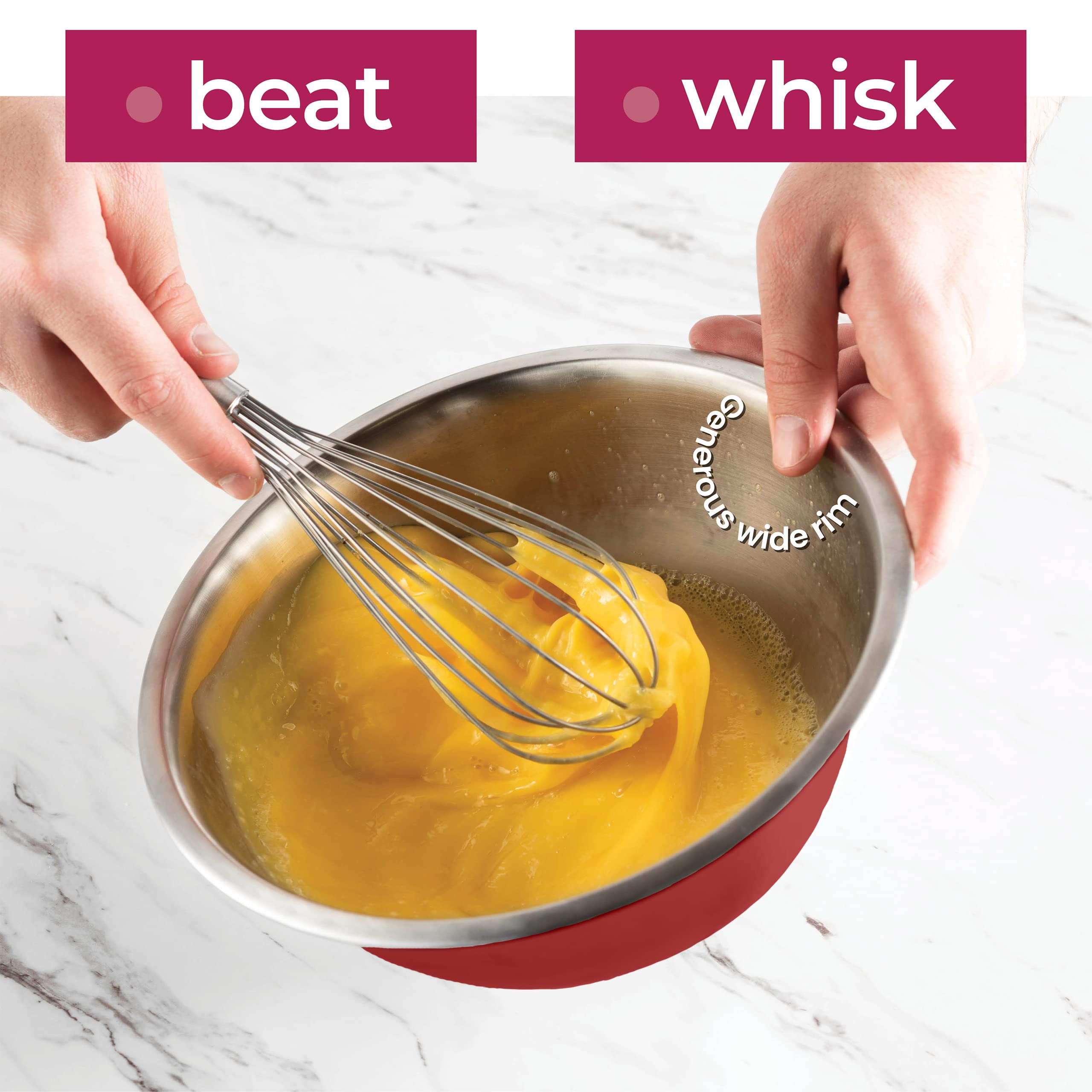 Premium Stainless Steel Mixing Bowls Set of 5 - Non-Slip Bottom, Nesting Kitchen Bowls for Baking, Cooking & Food Prep - Dishwasher Safe & Space Saving - Perfect for Home Chefs & Professional Kitchens