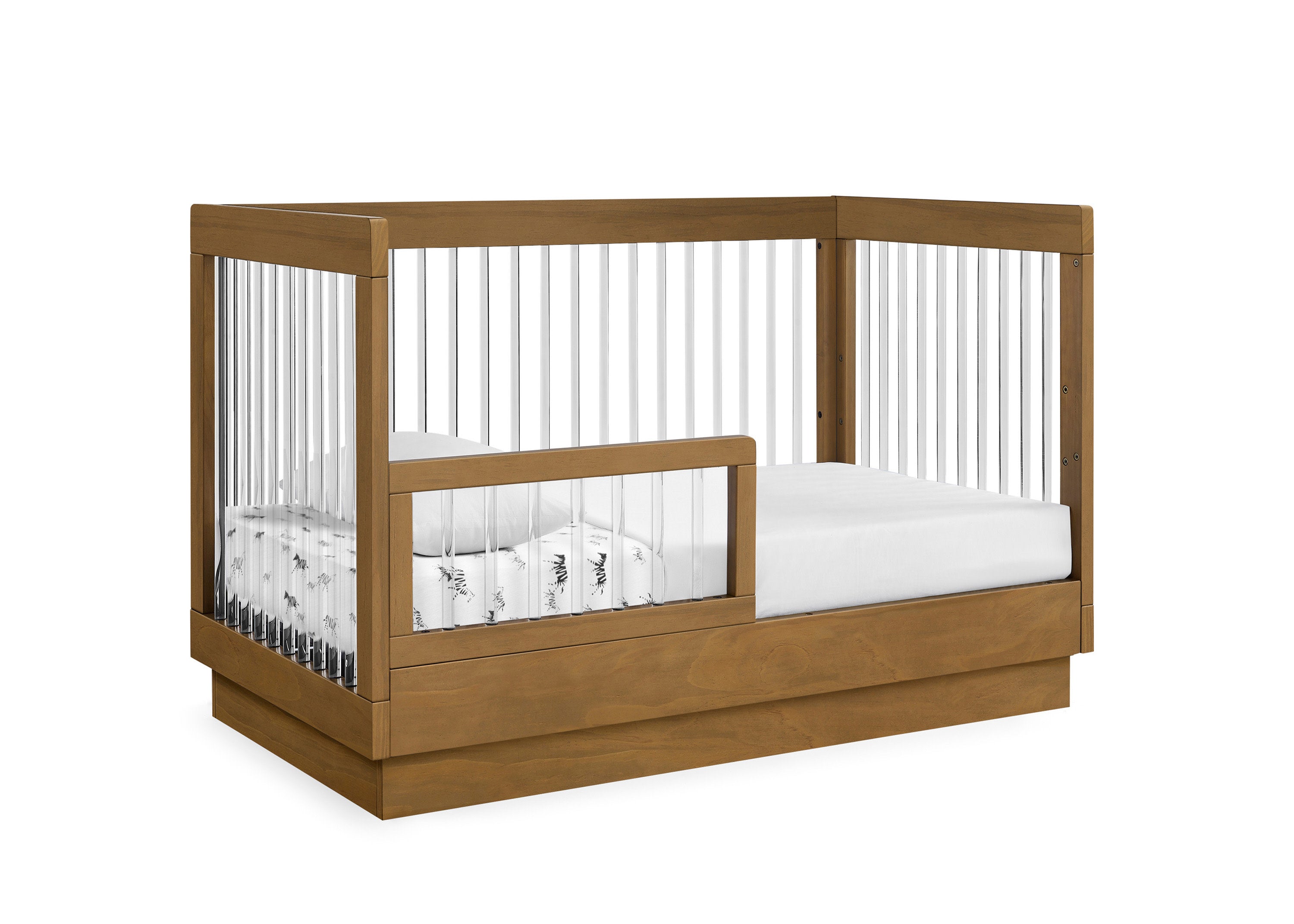 James Acrylic 4-in-1 Convertible Baby Crib - Toddler Bed, Daybed & Full-Size Frame | Modern Nursery Furniture for Boys & Girls | Perfect for Small Spaces & Minimalist Bedrooms