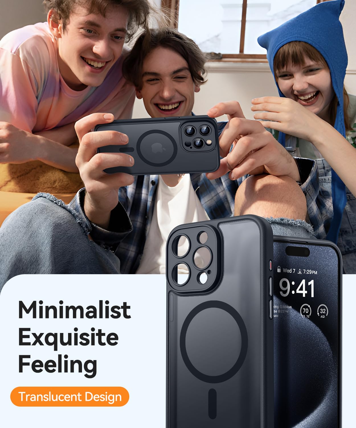 CANSHN Magnetic Shockproof Case for iPhone 15 Pro Max 6.7