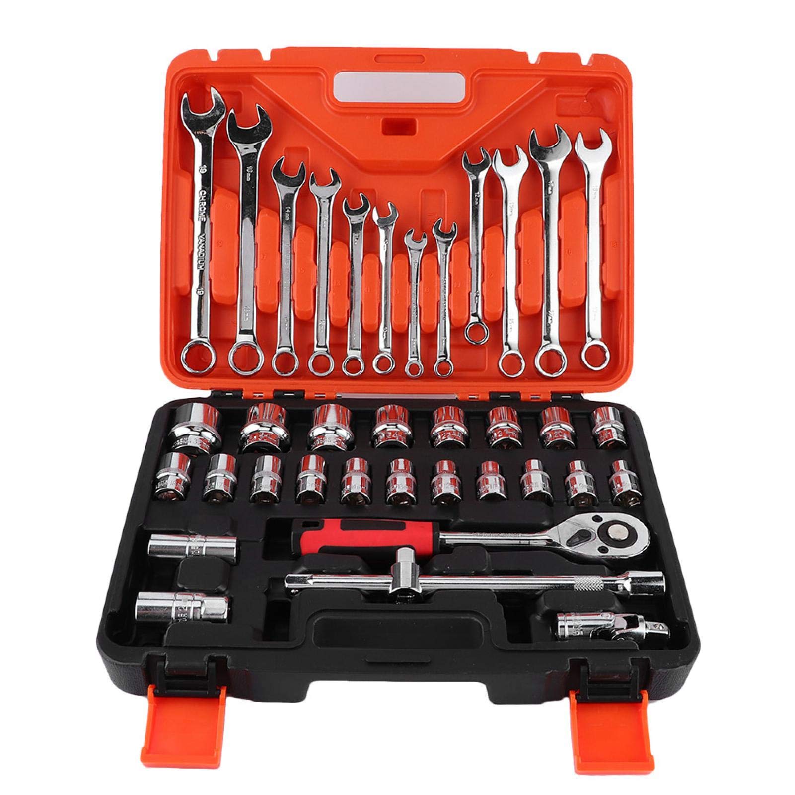 Professional 20-Piece Hard Socket Wrench Ratchet Set with Impact Sockets & Double Head Wrench - Durable Automotive Tool Kit for Car Repair, Home Maintenance & DIY Projects