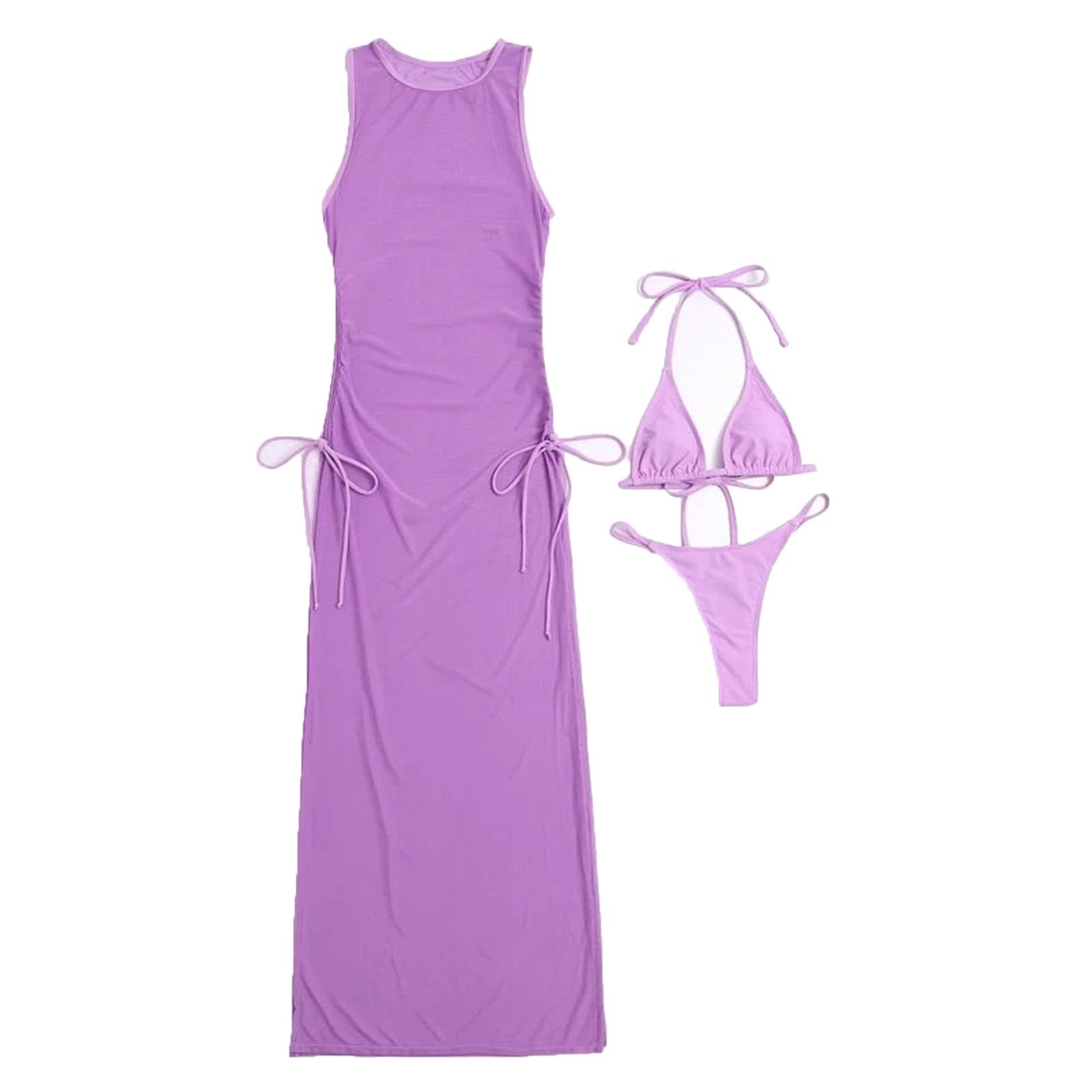 Women's Flowy Chiffon Beach Cover Up Maxi Dress - Sleeveless Tie Waist Bikini Cover Up with Side Slit - Lightweight Long Cardigan for Swimwear & Summer Outfits | Perfect for Beach, Pool, Vacation & Resort Wear