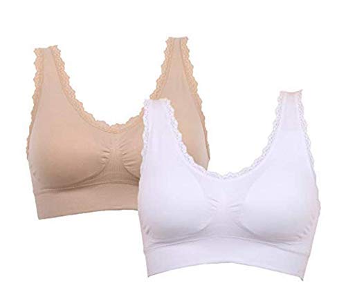 2 Pack Seamless Women's Wireless Sports Bra - Mid-Impact Support, Zero Feel Comfort for Yoga & Active Wear - A-D Cup - Perfect for Gym, Running & Everyday Use