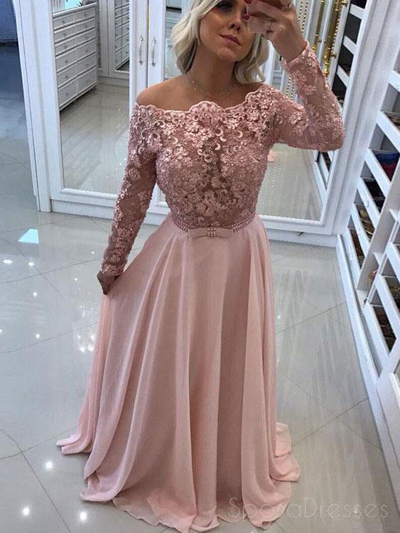 Elegant Off Shoulder Backless Long Sleeve Blush Pink Evening Prom Dress for Women - Perfect for Formal Events, Parties & Special Occasions